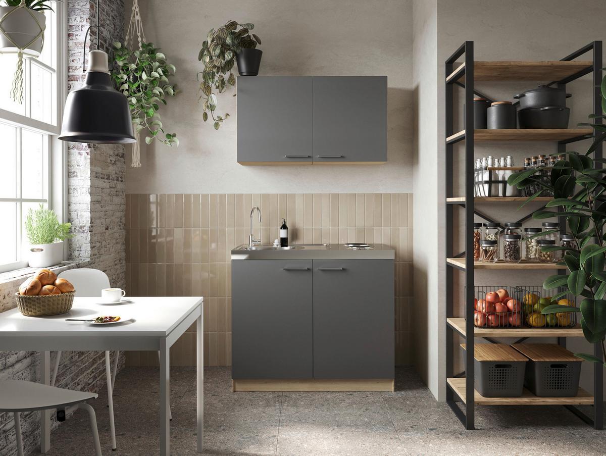 Majhna Kuhinja Z Aparati Merle, 100cm - srebrne barve/siva, Basics, kovina/leseni material (100cm) - Respekta