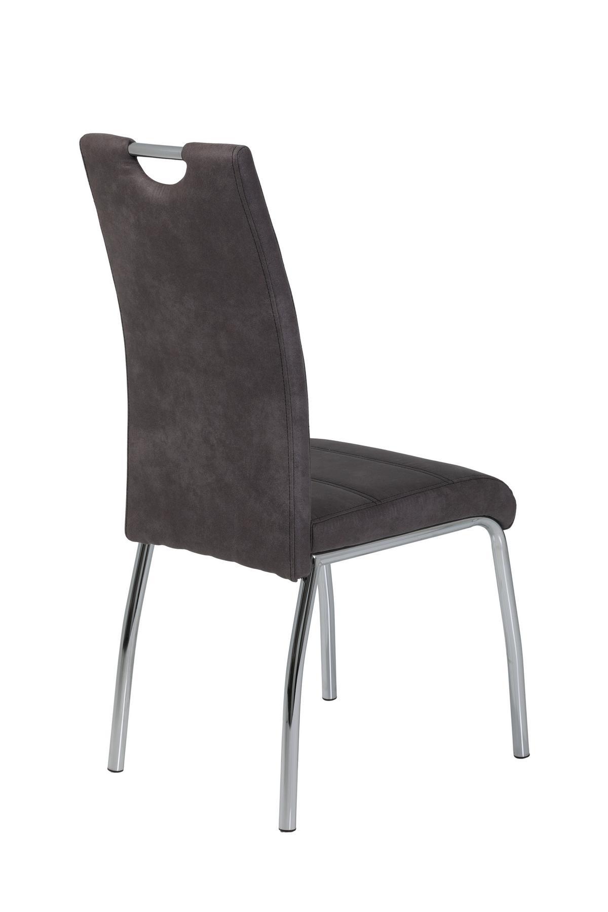 STUHL-SET SUSI II S 4ER-SET - Chromfarben/Anthrazit, MODERN, Textil/Metall (44/98/61cm) - MID.YOU