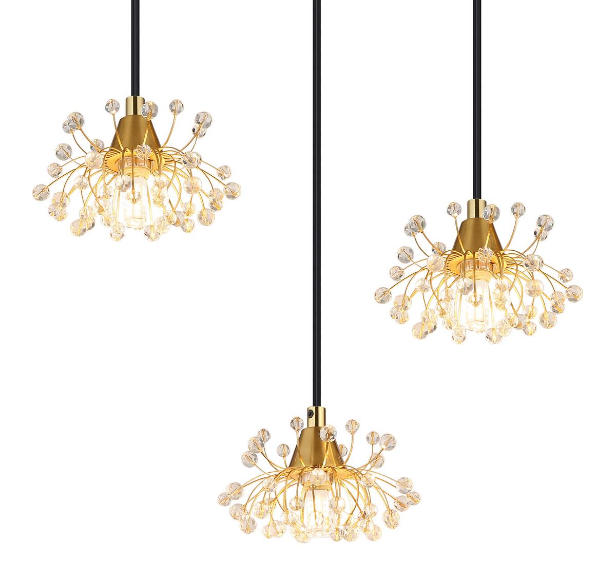 HÄNGELEUCHTE 16054-6H FIORE - Klar/Goldfarben, Design, Kunststoff/Metall (77,5/24/120cm) - Globo
