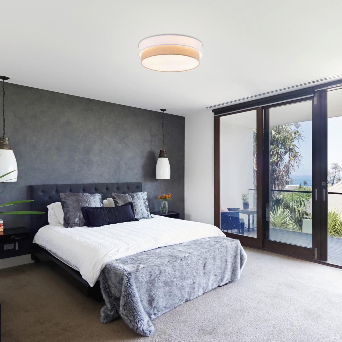 LAMPA SUFITOWA NOEMI - beżowy/biały, Modern, tworzywo sztuczne/metal (45/13cm) - Novel