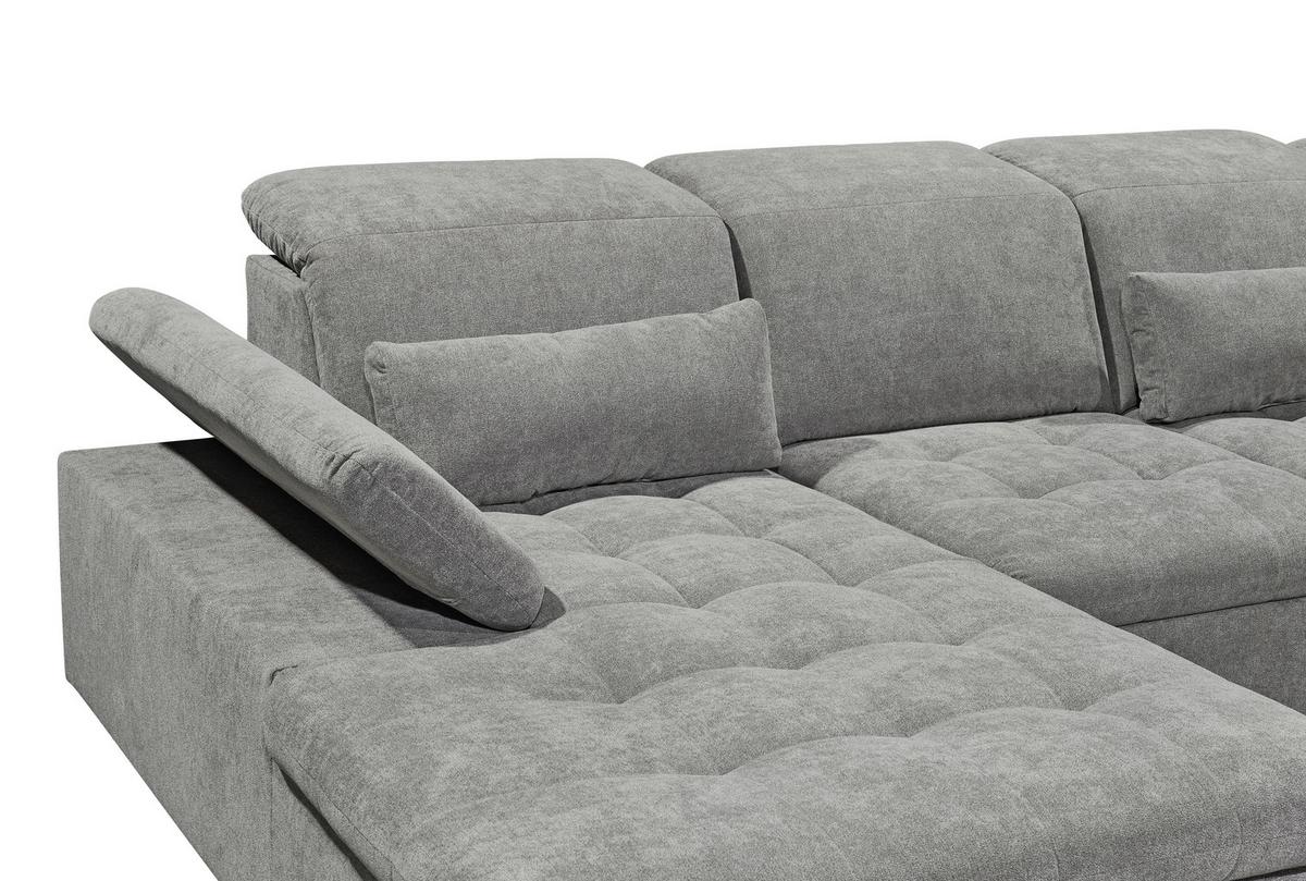 Wohnlandschaft Wayne U inkl. Kissen Schlammfarben - Schlammfarben/Silberfarben, KONVENTIONELL, Kunststoff/Textil (188/340/240cm) - MID.YOU