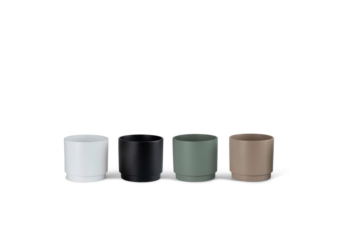 Pflanzentopf Lou in diversen Farben - Beige/Schwarz, KONVENTIONELL, Keramik (15/14,5cm) - Mömax