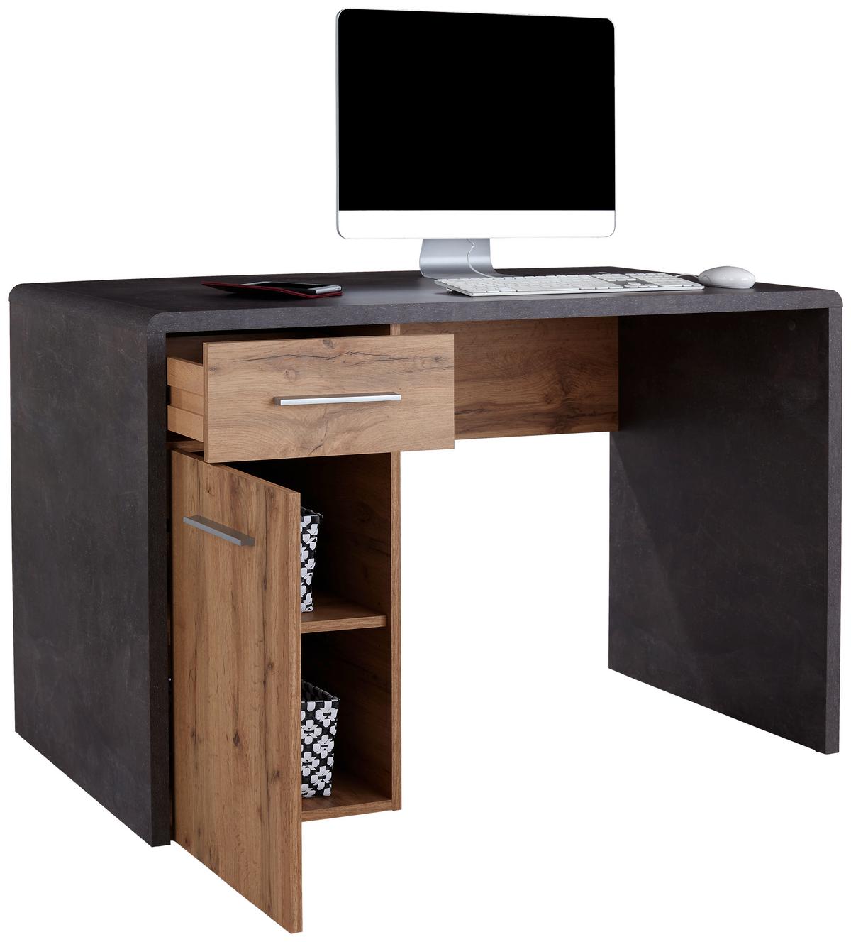 Pisalna Miza Fontana New Ftb06, Temno Siva, Hrast - barve kroma/temno siva, Moderno, umetna masa/leseni material (120/75,5/60cm) - Mömax