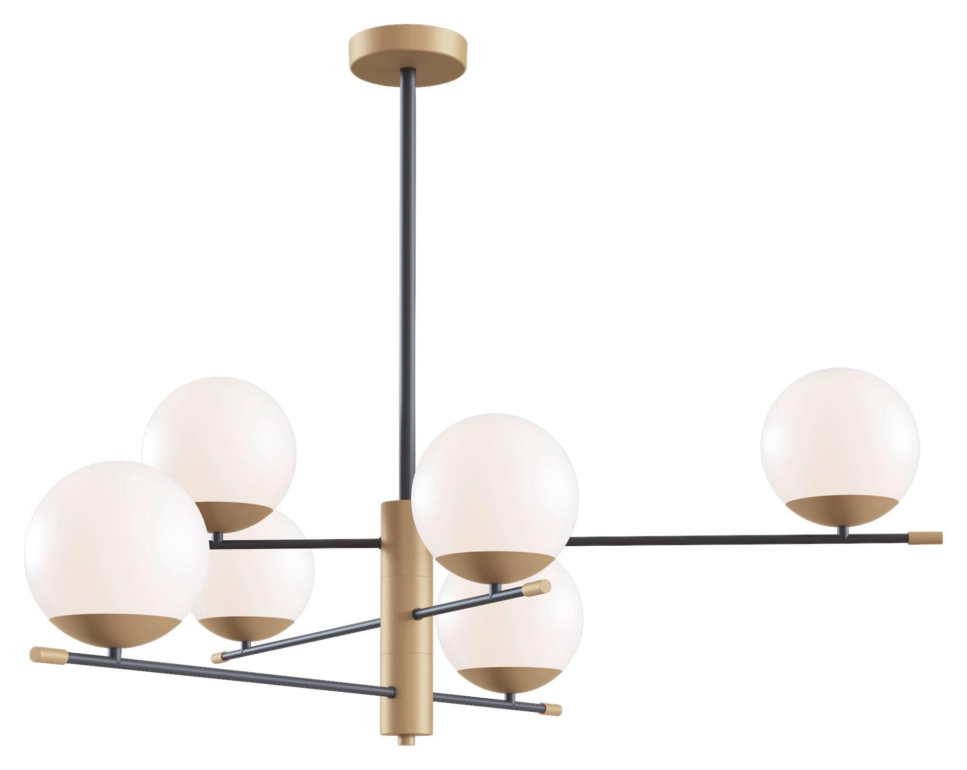 Pendelleuchte Nostalgia Mattgoldfarbig max. 40 Watt - Goldfarben/Schwarz, Trend, Glas/Metall (100/47,5cm) - MAYTONI