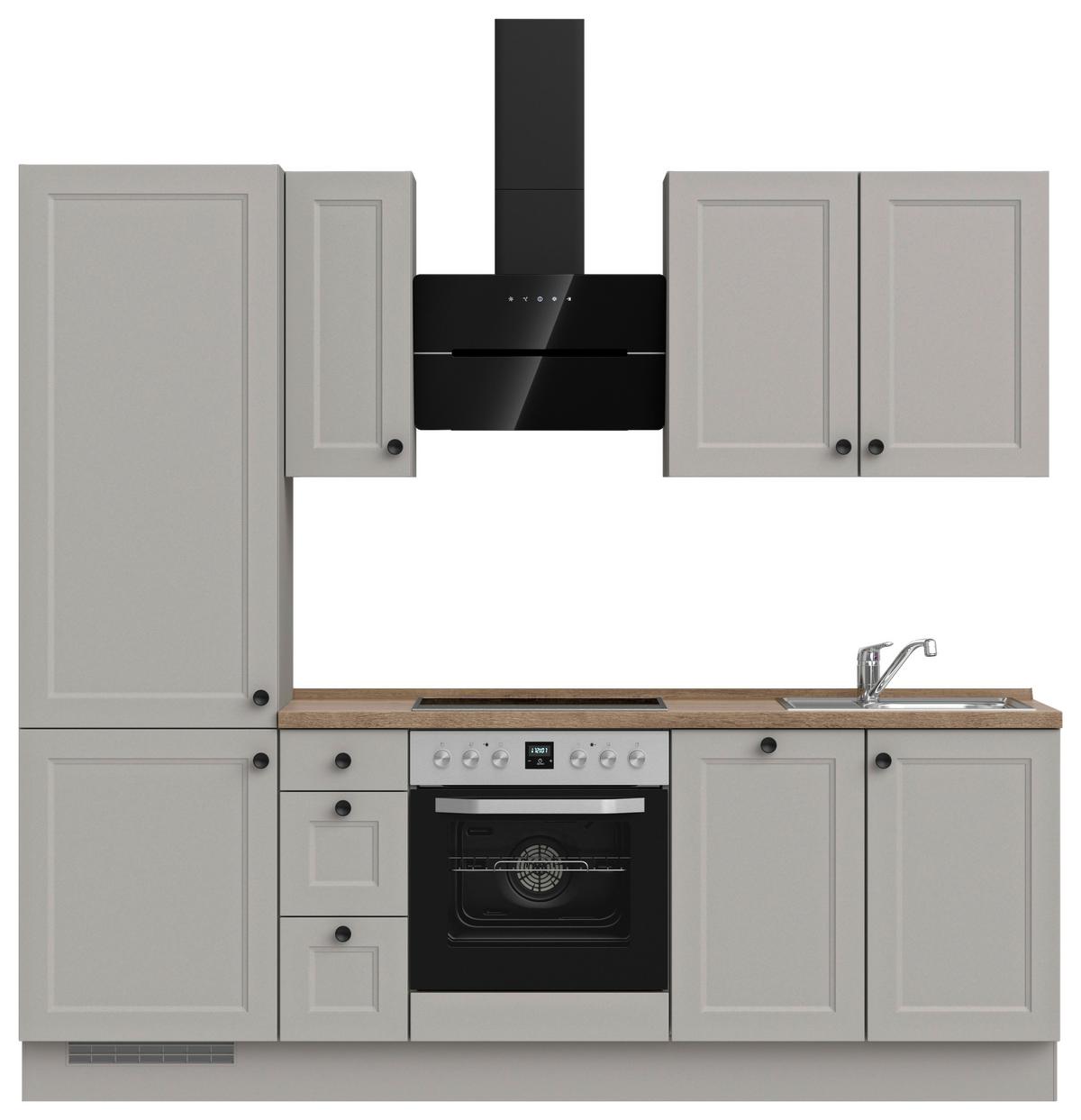 Küchenblock Cascada High m. Geräten Grau - Eiche dunkel/Schwarz, MODERN, Holzwerkstoff/Metall (240cm) - Nobilia