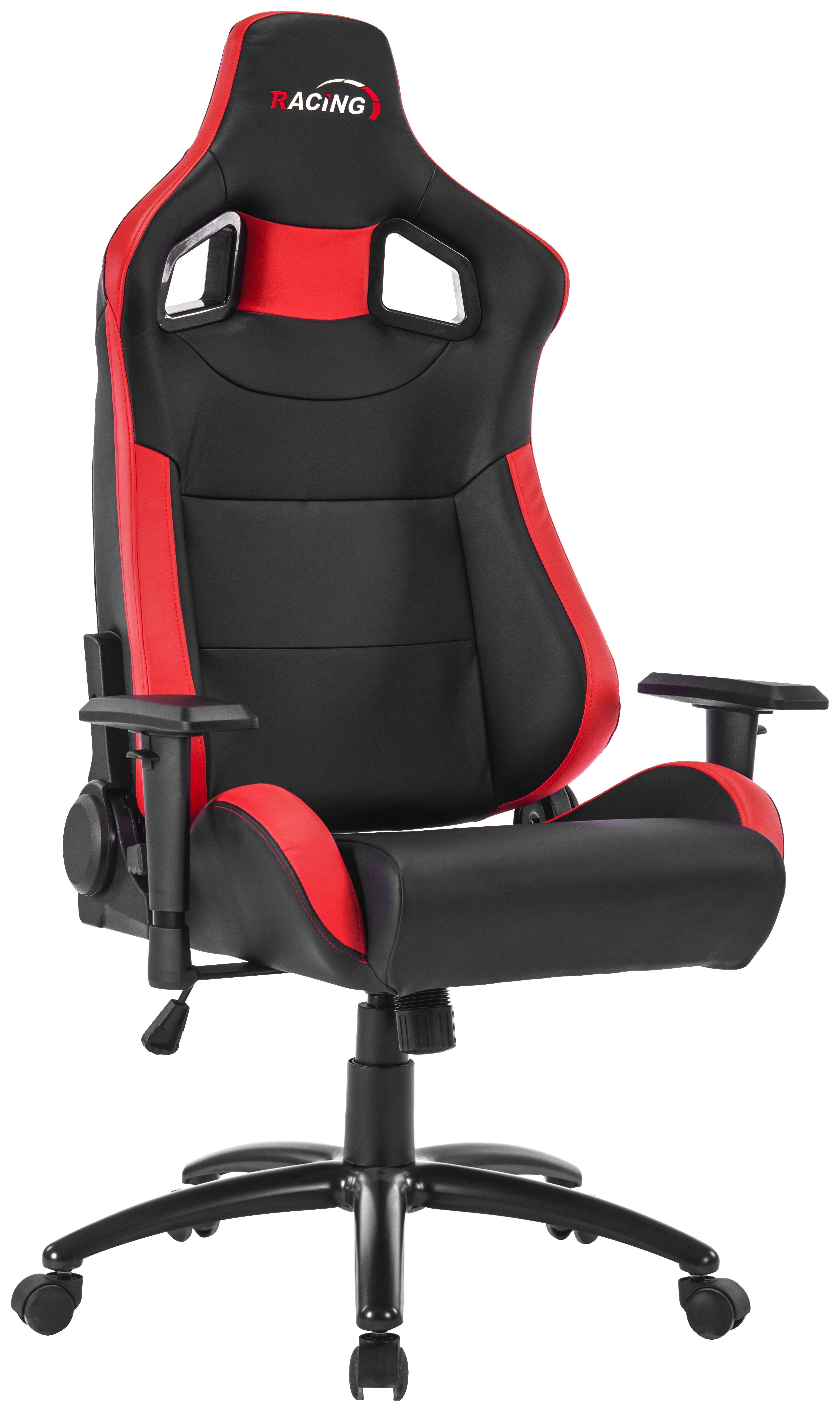 Gamingstuhl im Lederlook - Schwarz/Dunkelrot, MODERN, Textil/Metall (71/129-139/64cm) - Mömax modern living