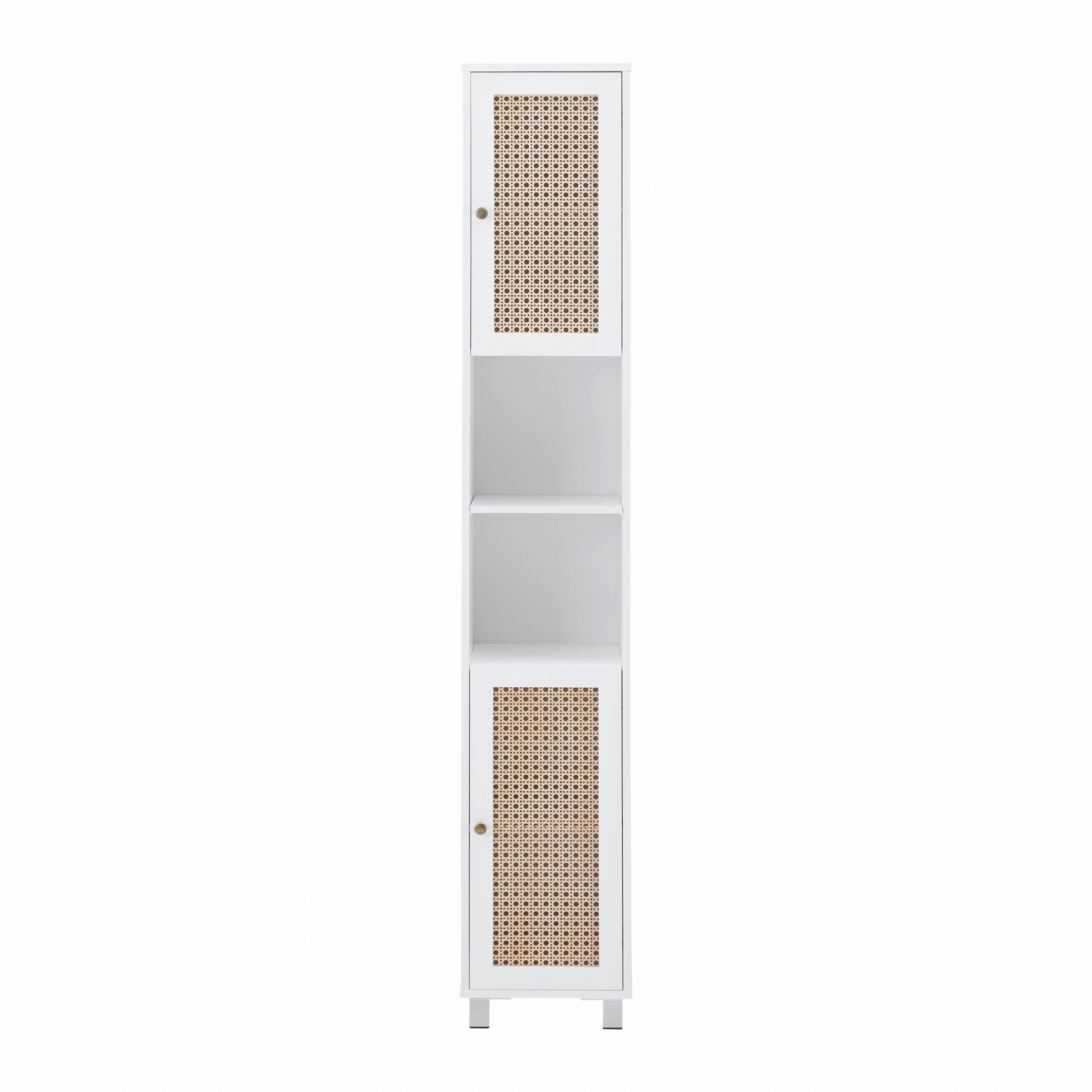 Hochschrank "Lisa", naturfarben, weiß - Naturfarben/Weiß, MODERN, Holzwerkstoff/Kunststoff (32/180/30cm) - Bessagi Home