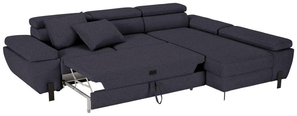 Ecksofa Molina Mini Dunkelblau - Schwarz/Dunkelblau, MODERN, Textil/Metall (277/189cm) - Mömax