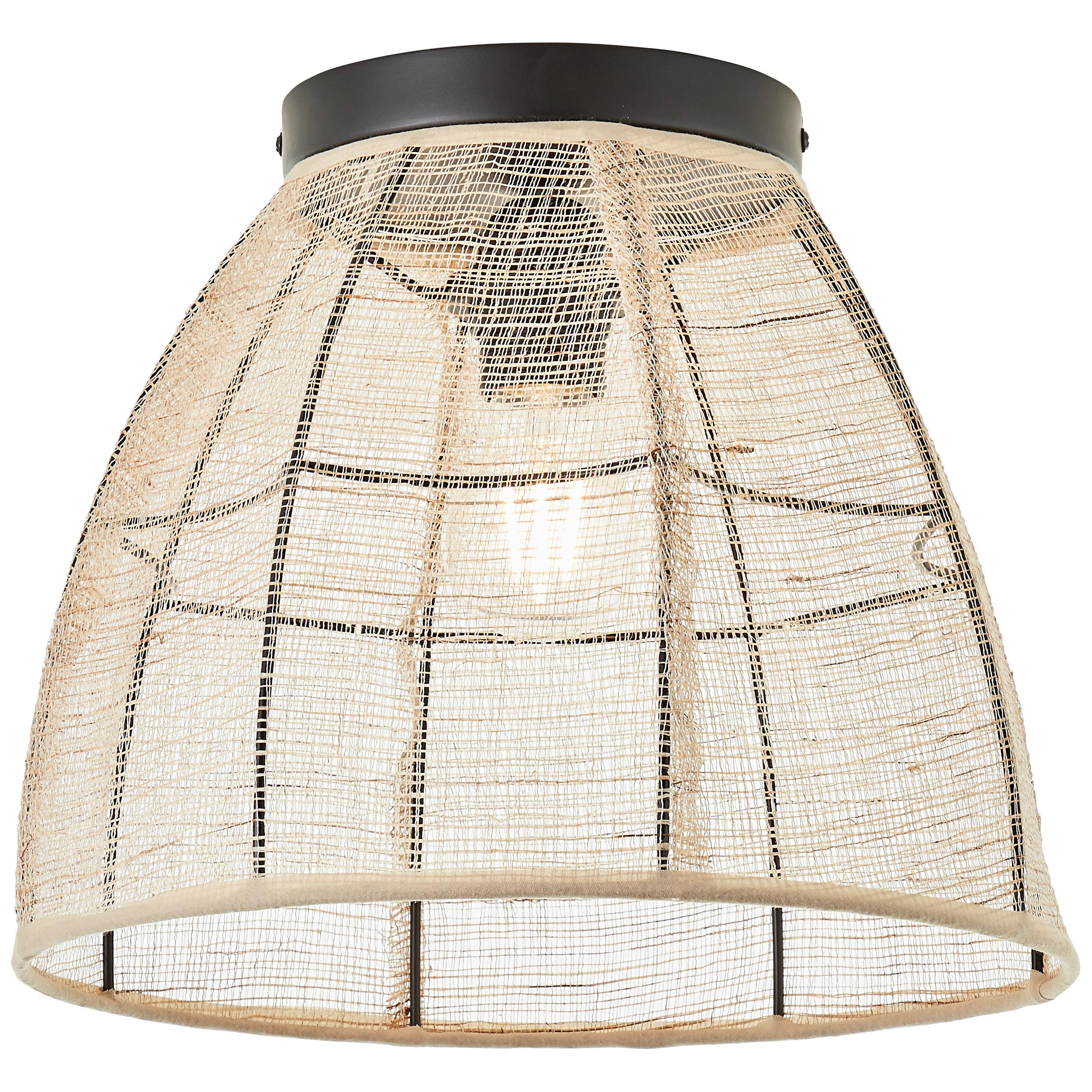 Deckenleuchte Tanah Naturfarben/Schwarz max.42Watt - Schwarz/Naturfarben, KONVENTIONELL, Textil/Metall (32/25cm) - Brilliant