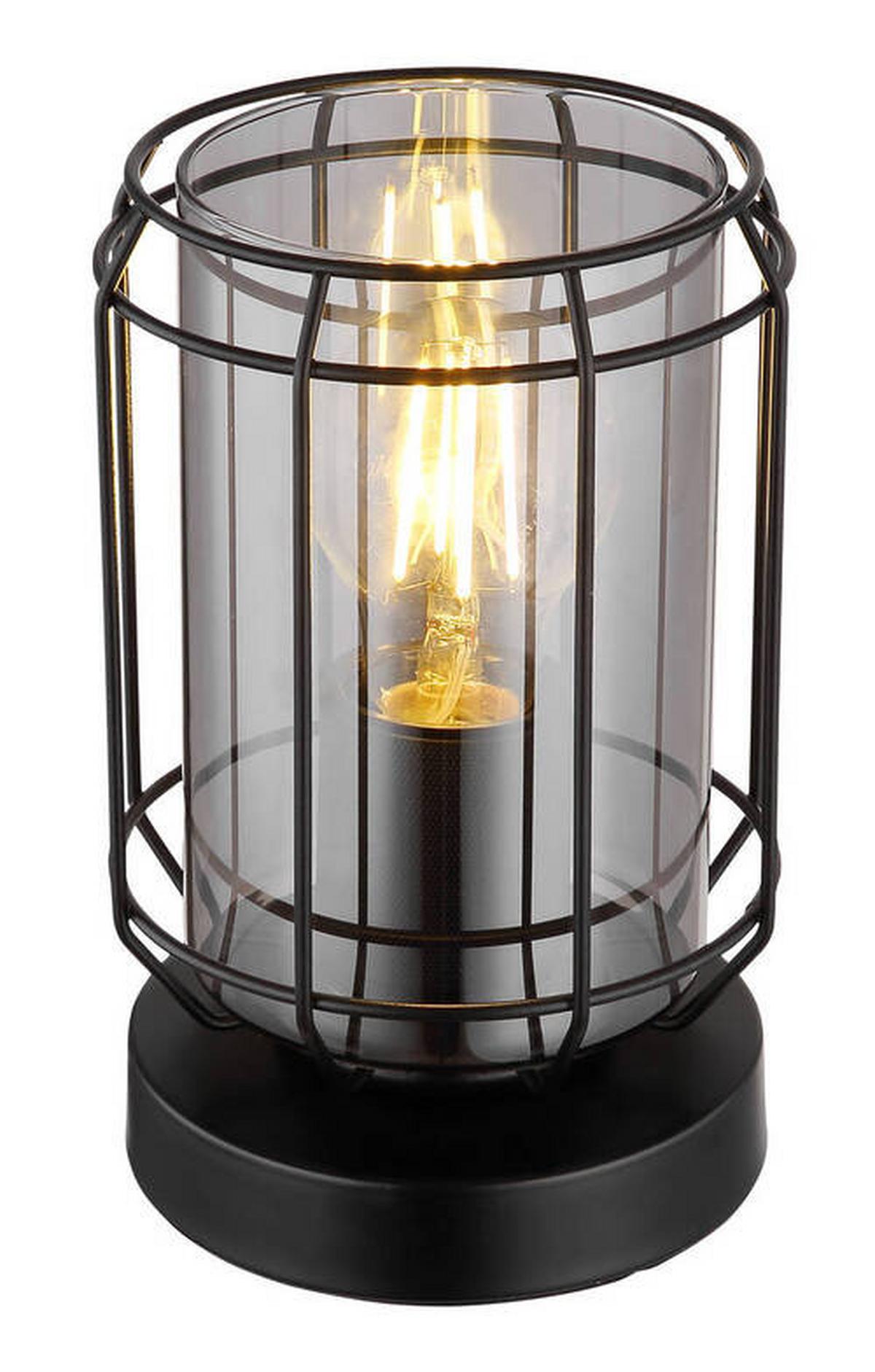 Tischleuchte Kammi Schwarz max. 60 Watt - Klar/Schwarz, KONVENTIONELL, Glas/Metall (13,1/20cm) - Globo