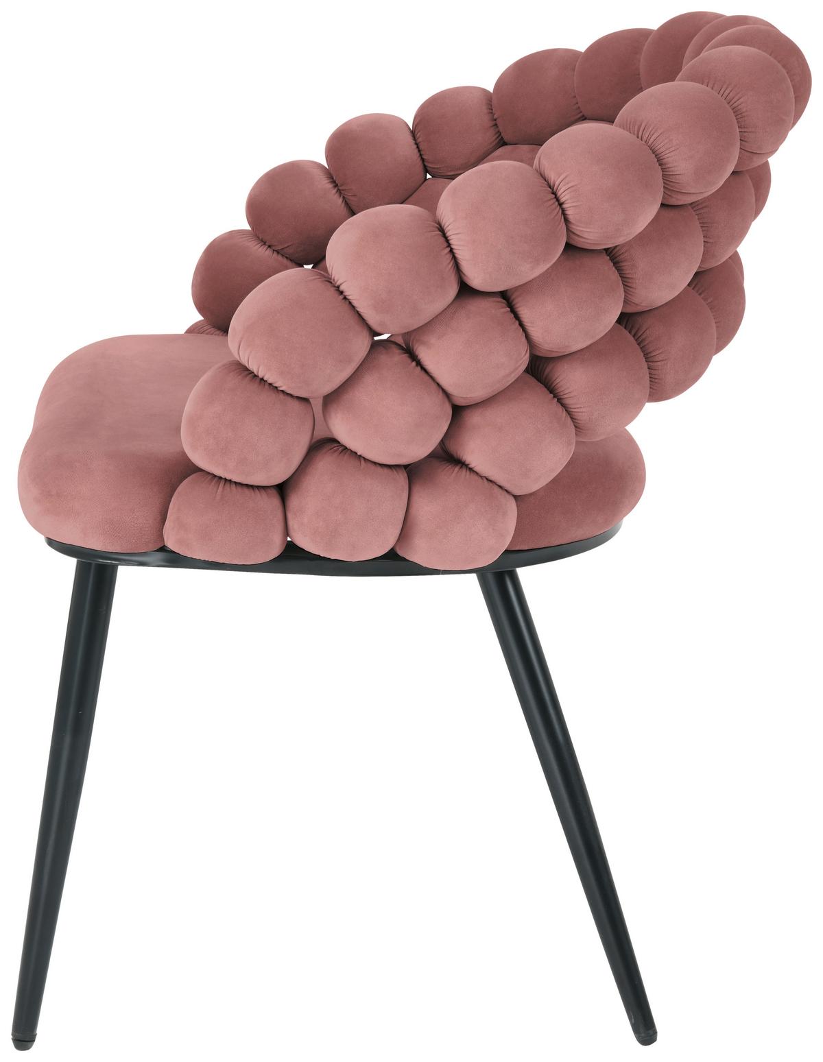KRZESŁO Z PODŁOKIETNIKAMI BUBBLES - różowy/czarny, Design, metal/tkanina (58/80/62cm) - Novel