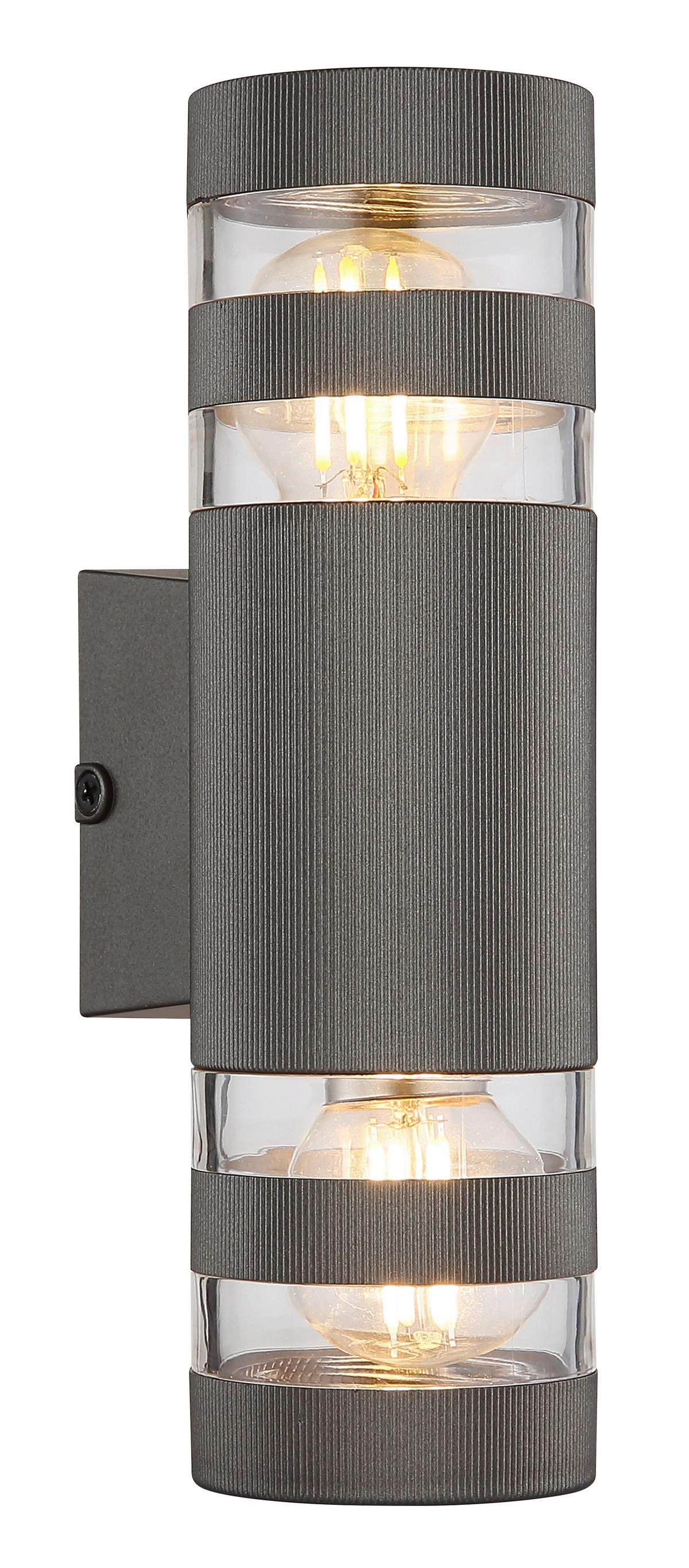 WANDLEUCHTE 78260A HAYES - Klar/Anthrazit, Basics, Glas/Kunststoff (22/6,5/6,5cm) - Globo