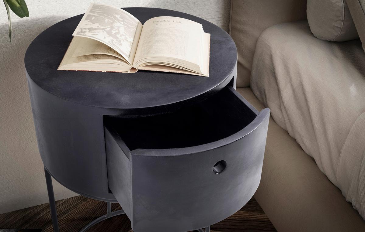 NACHTTISCH WL6.848 - Schwarz, Design, Holz/Metall (40/40/60cm) - Livetastic