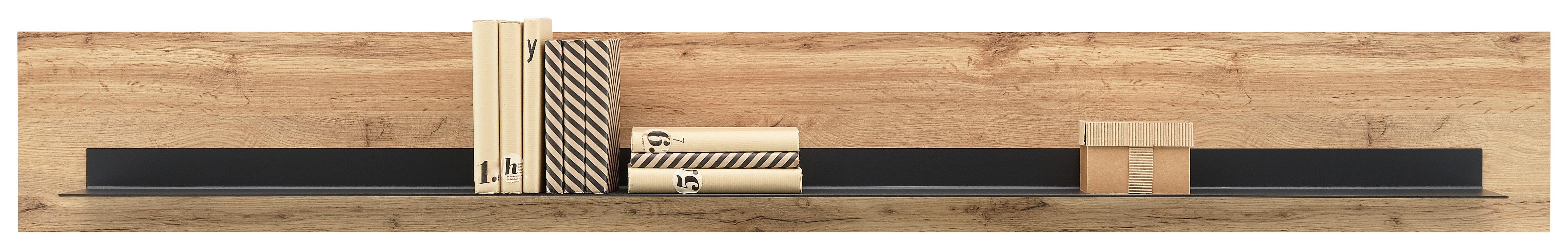 Wandboard in Schwarz/Eichefarben - Schieferfarben/Eichefarben, Modern, Holzwerkstoff/Metall (197/27/22cm) - Premium Living