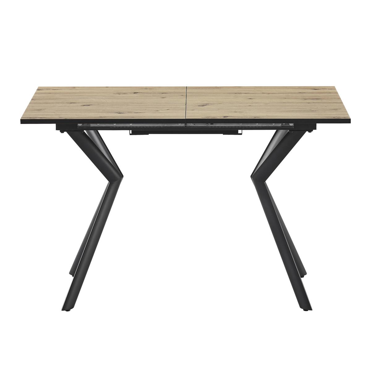 Raztegljiva Jedilna Miza Marcel, 120-160x80 - črna/barve hrasta, Moderno, kovina/leseni material (120-160/76/80cm)