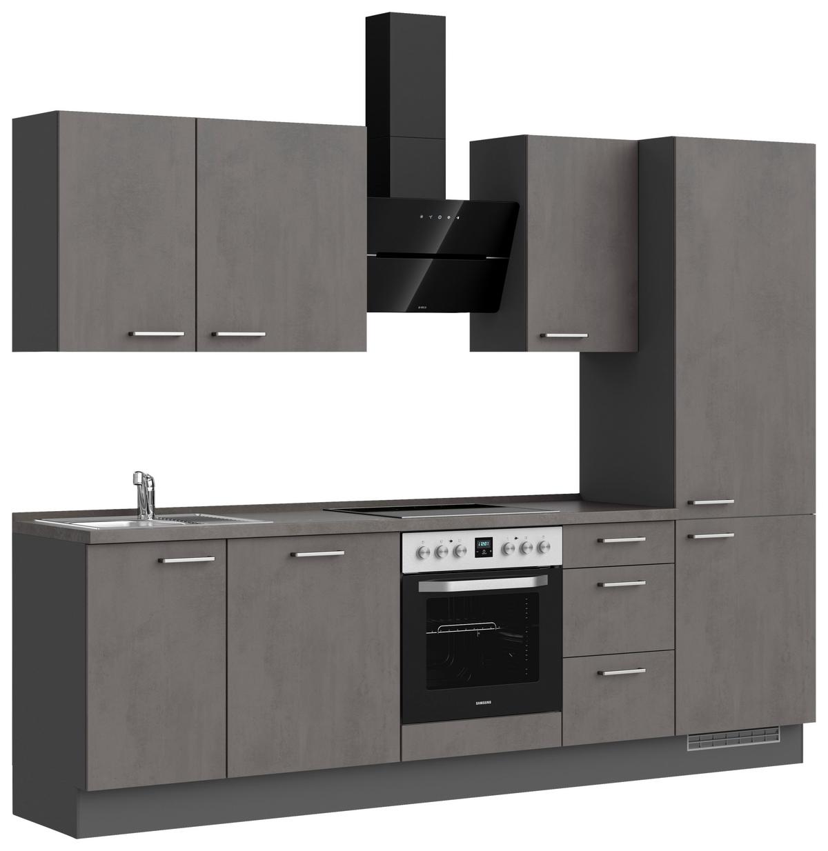 Küchenblock Riva High m. Geräten Schieferfarben - Schieferfarben/Edelstahlfarben, MODERN, Holzwerkstoff/Metall (270cm) - Nobilia