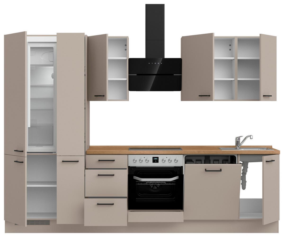 Küchenleerblock Easytouch High o. Geräte Sandfarben - Sandfarben/Eichefarben, MODERN, Holzwerkstoff/Metall (300cm) - Nobilia