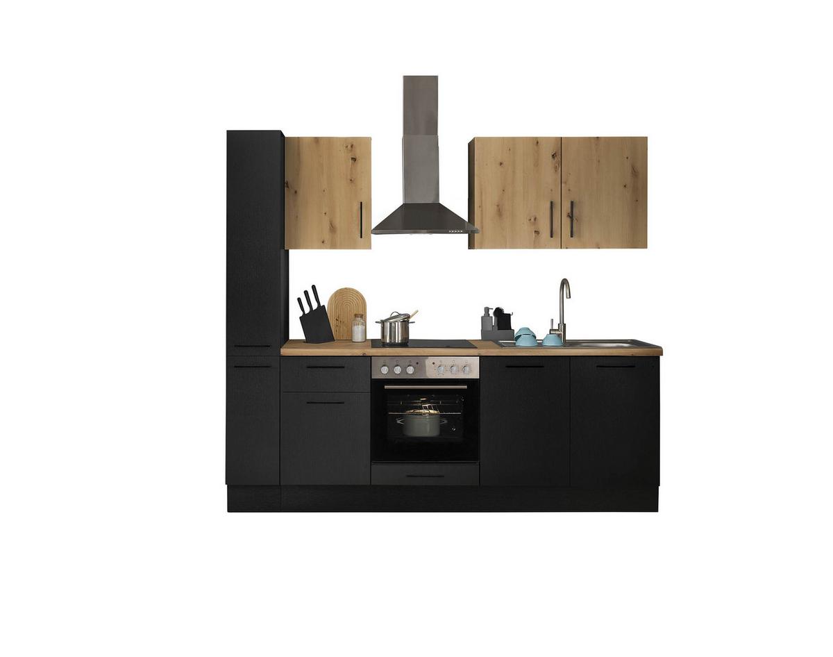 Apothekerschrank TURIN VS30, schwarz - Schwarz, MODERN, Holzwerkstoff/Metall (30/211/57cm)