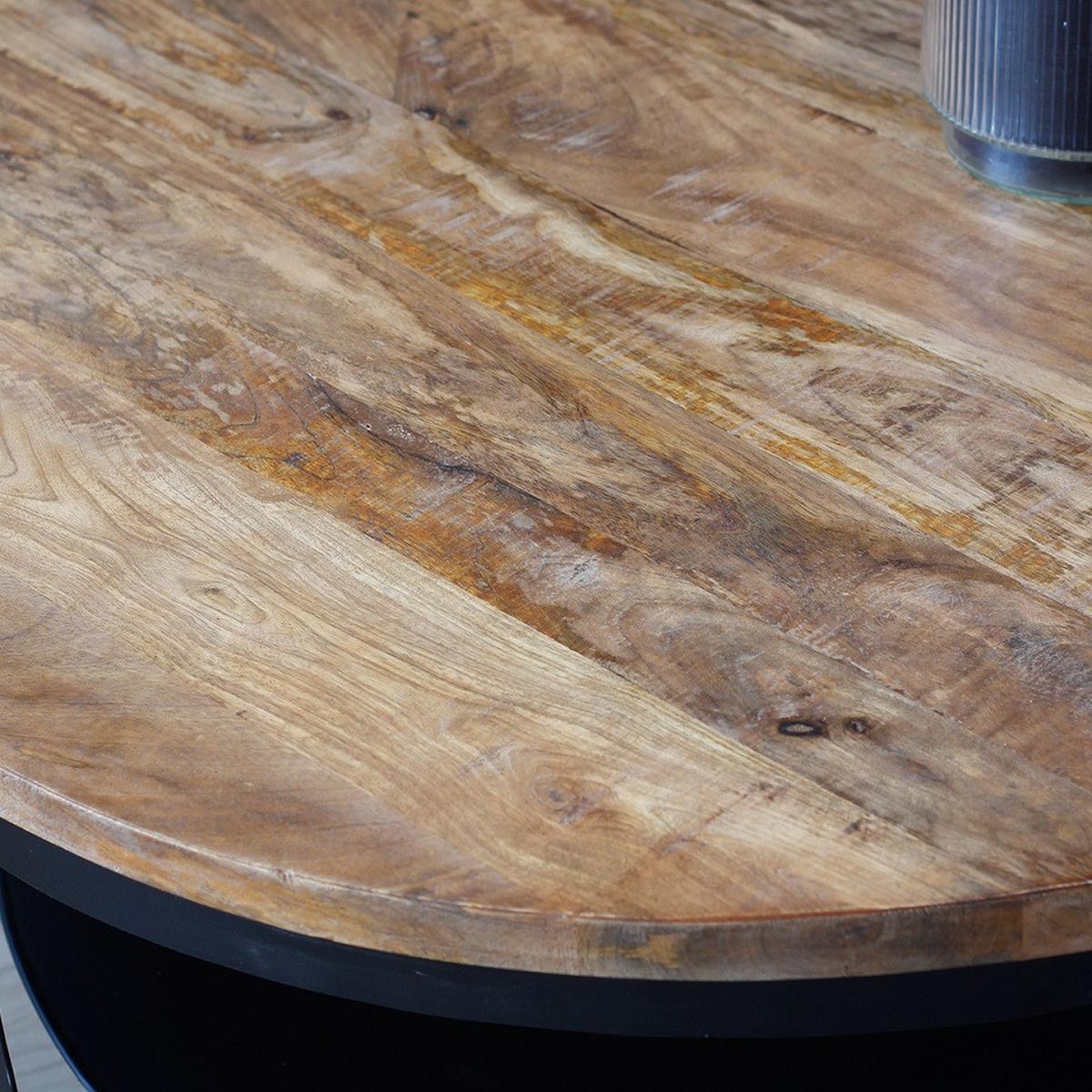 Couchtisch Ocala Ø ca. 90 cm Holz/Schwarz - Schwarz/Braun, LIFESTYLE, Holz/Metall (90/90/44cm) - MID.YOU