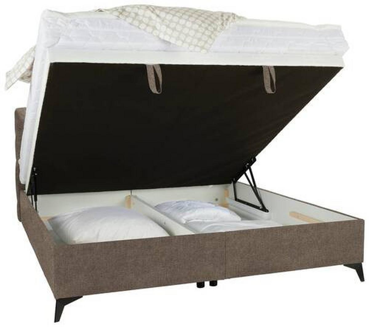 Boxbett in Hellbraun ca. 180x200cm - Hellbraun/Schwarz, KONVENTIONELL, Holzwerkstoff/Kunststoff (180/200cm) - Mömax