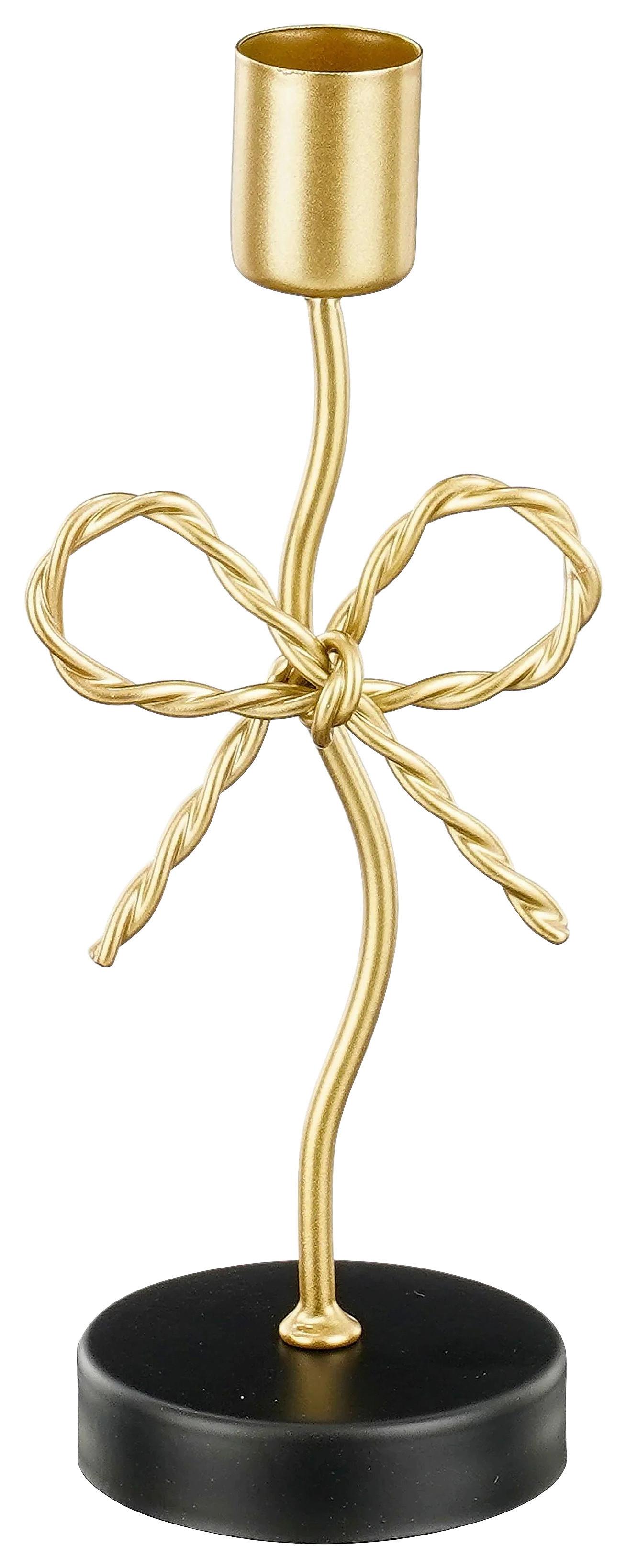 Svečnik Bow I - zlate barve, Moderno (18cm) - Premium Living