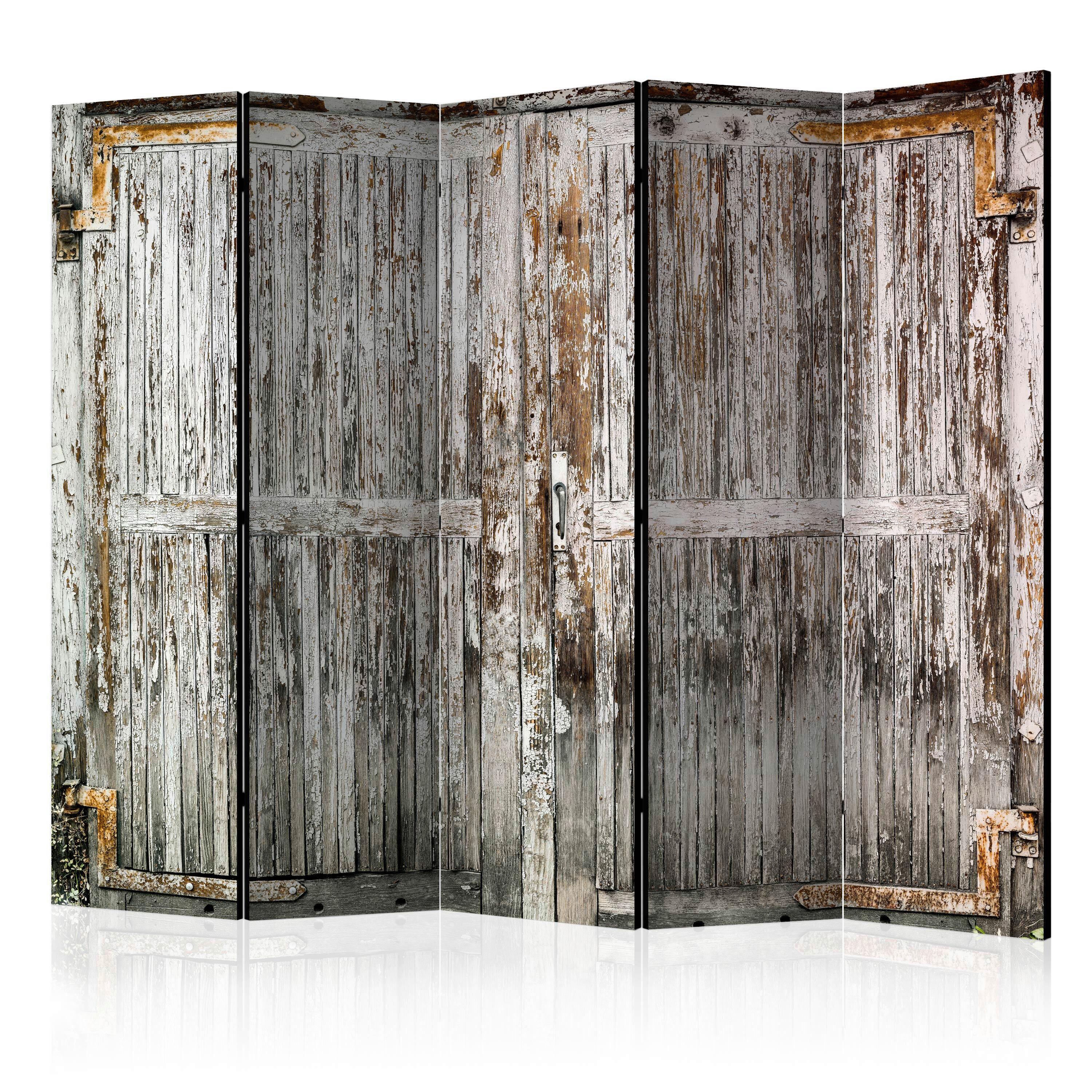 Paravan The Whispering Door I, 5-Delni, Enostranski - siva/barve kapučina, Basics, tekstil/les (225/172/3cm) - artgeist