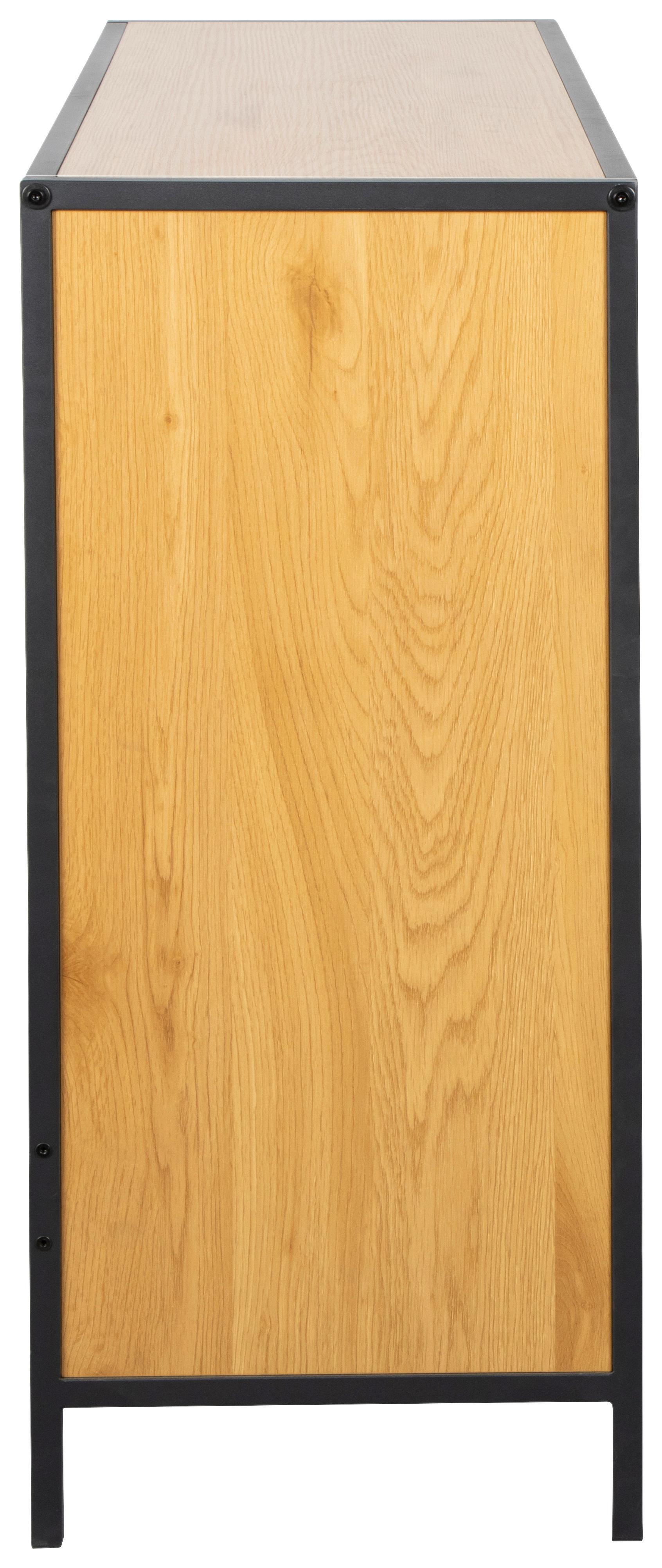 SKRIVBORD LENNY - svart/ekfärgad, Modern, metall/trämaterial (100/40/75.5-93.5cm) - Bessagi Home