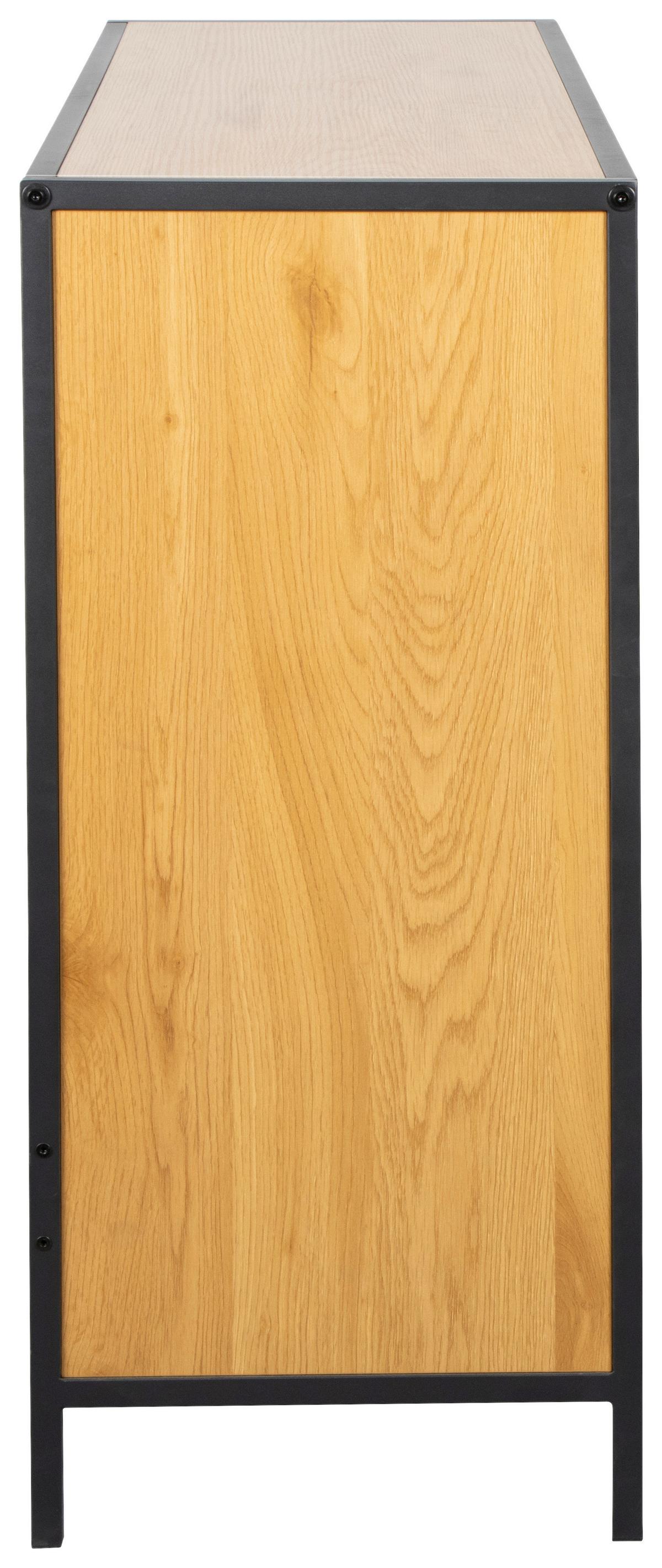 Schreibtisch Lenny Schwarz/Eichefarben - Eichefarben/Schwarz, MODERN, Holzwerkstoff/Kunststoff (100/40/75.5-93.5cm) - Bessagi Home