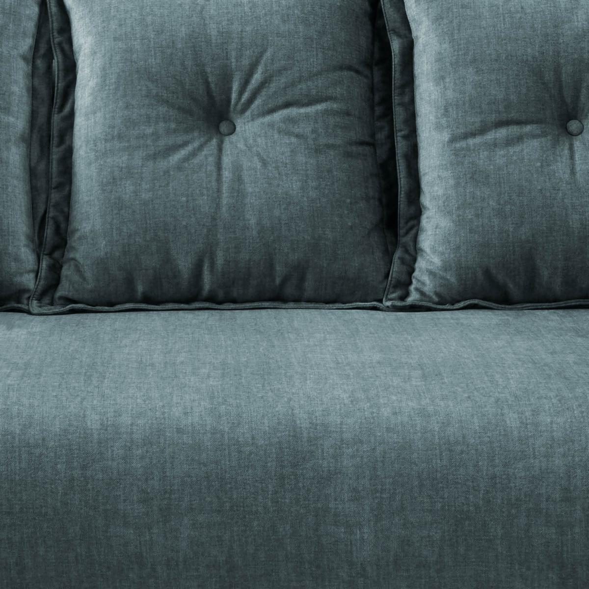 Tischsofa Lounge 2,5-Sitzer Blau Türkis Füße Buche Matt Schwarz