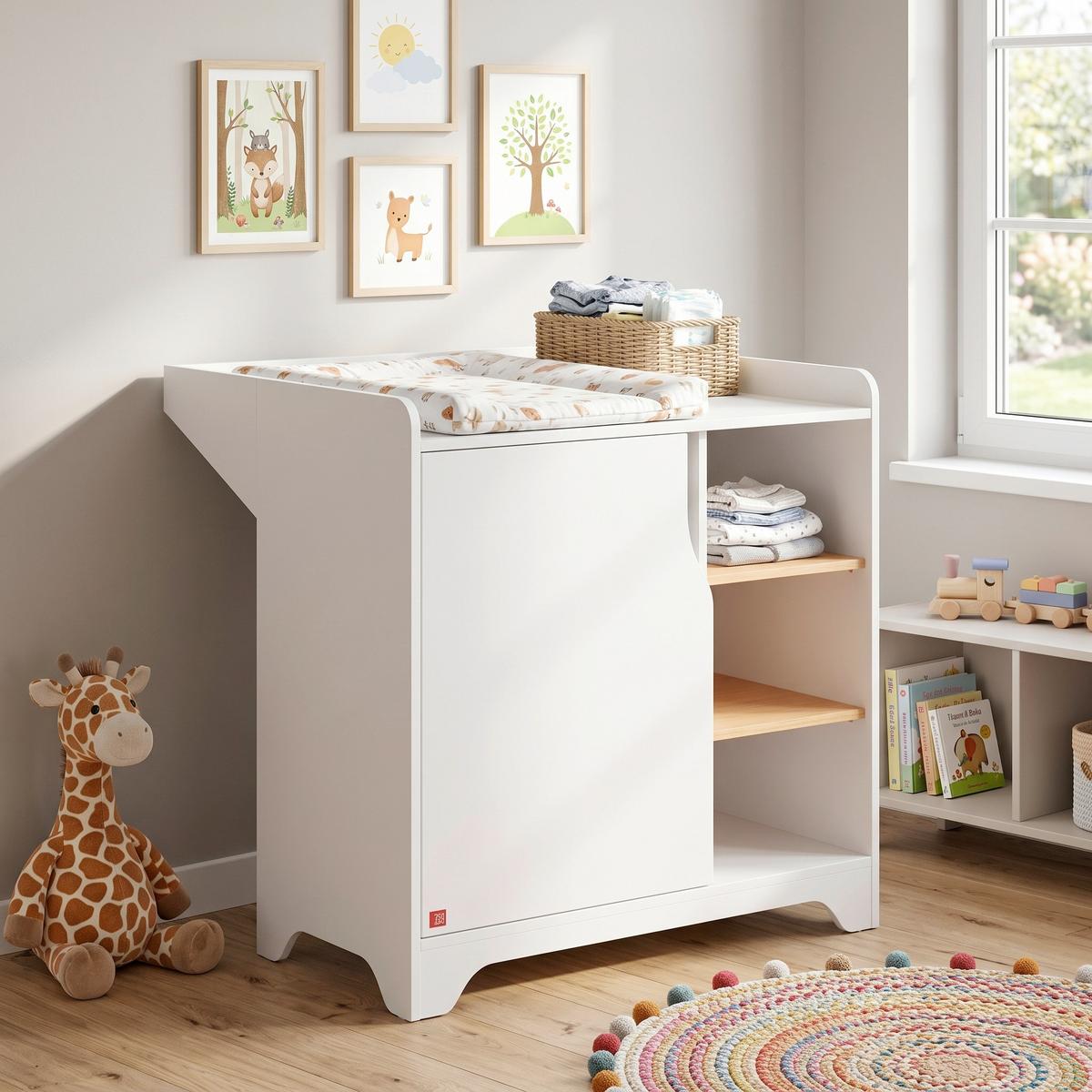 Previjalna Komoda Leaf, Bela, Hrast - bela, Moderno, leseni material (88,5/89,5/75-44cm) - Modern Living