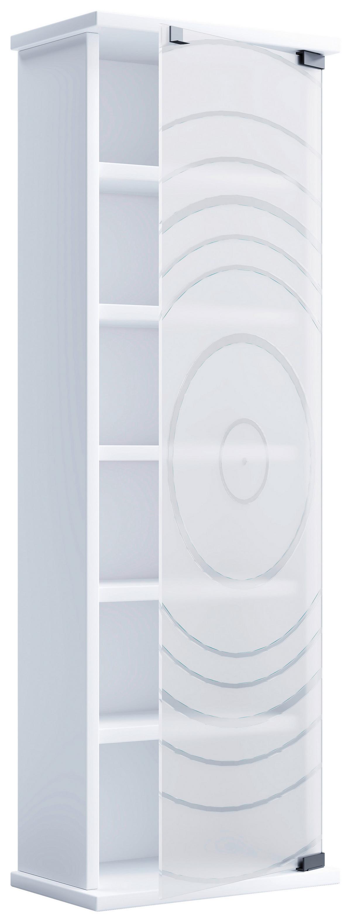 Regal Tilano M, Bela - bela, Design, steklo/leseni material (31/92/18cm) - MID.YOU