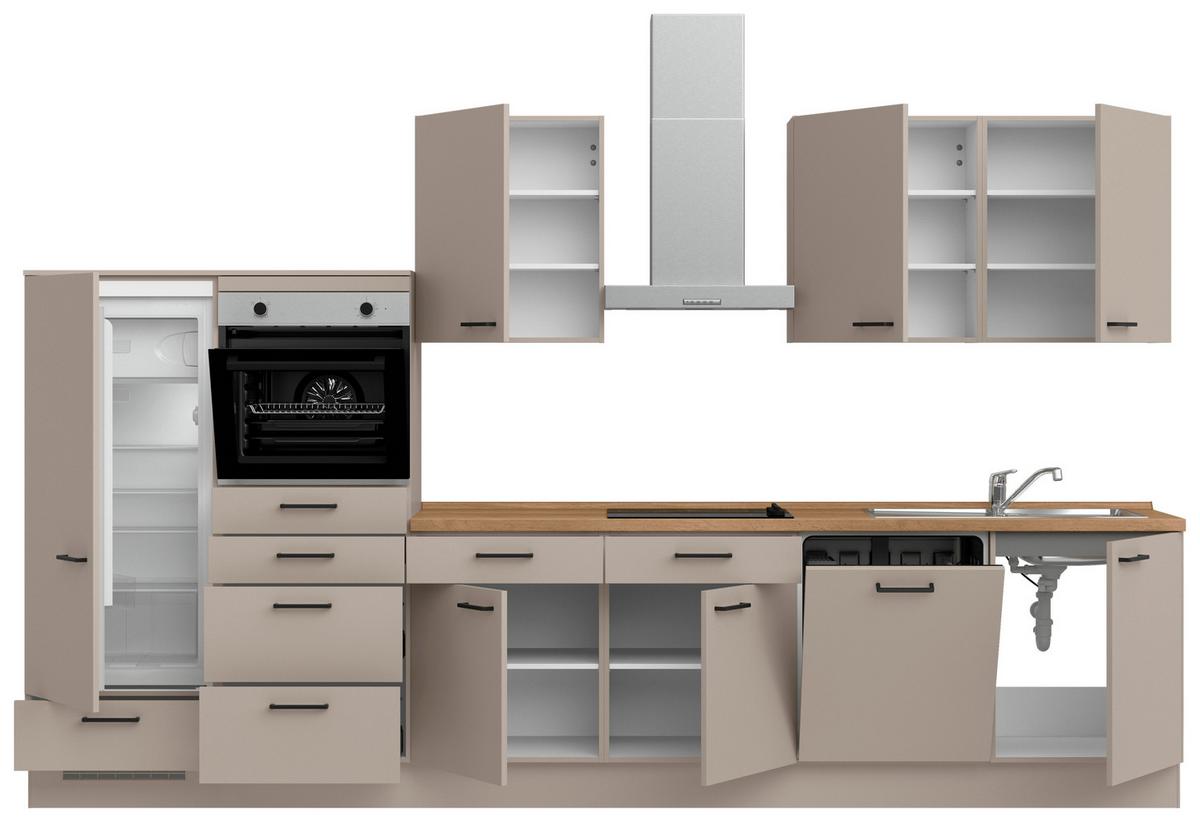 Küchenleerblock Easytouch Low o. Geräte Sandfarben - Sandfarben/Eichefarben, MODERN, Holzwerkstoff/Metall (360cm) - Nobilia