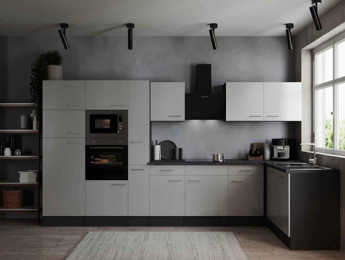 Kotna Kuhinja Z Aparati Oliver, 370x172cm - srebrne barve/siva, Design, kovina/leseni material (370/172cm) - Respekta