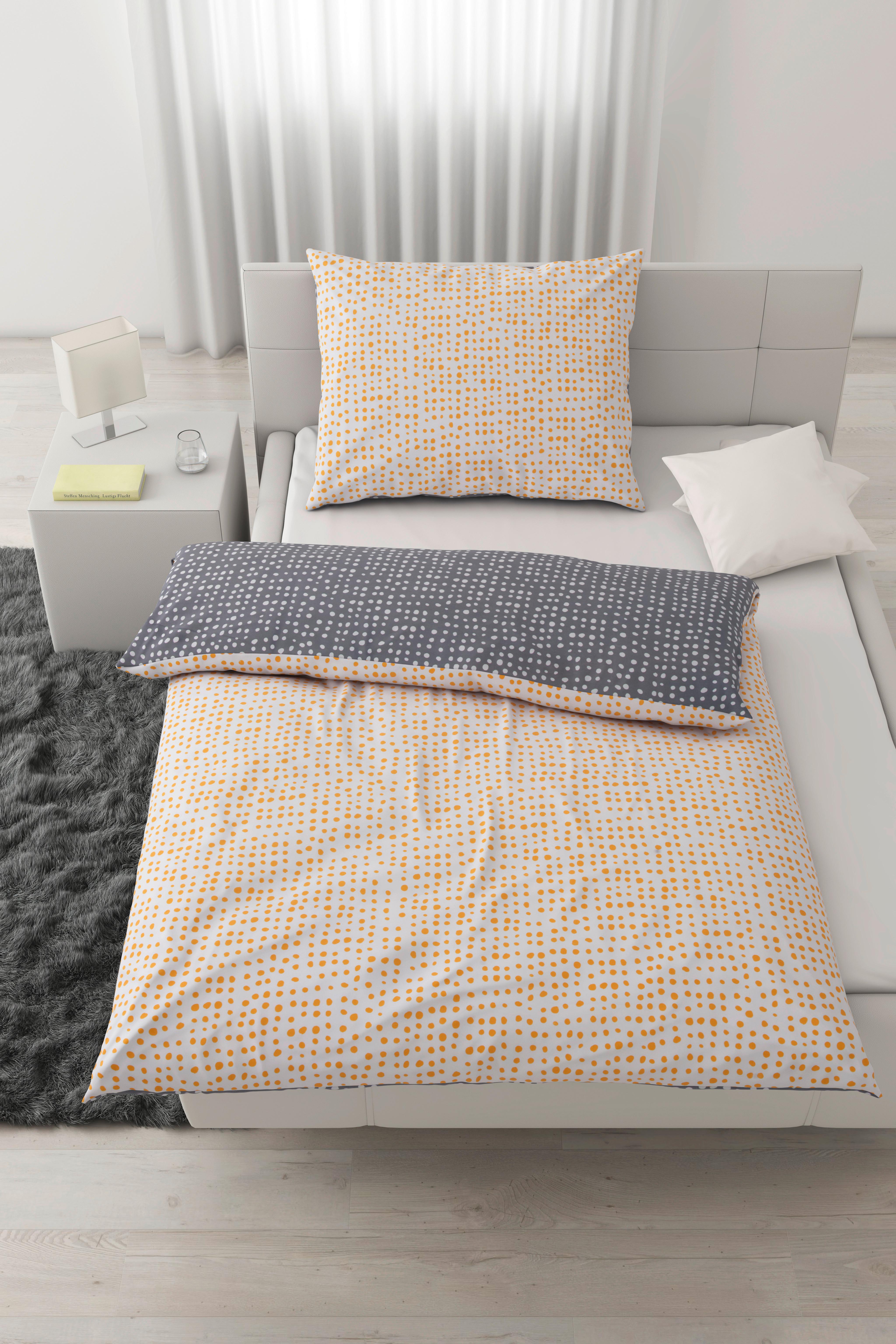 Kétoldalas Ágyneműhuzat Luise - currysárga/fehér, Modern, textil (140/200cm) - Modern Living