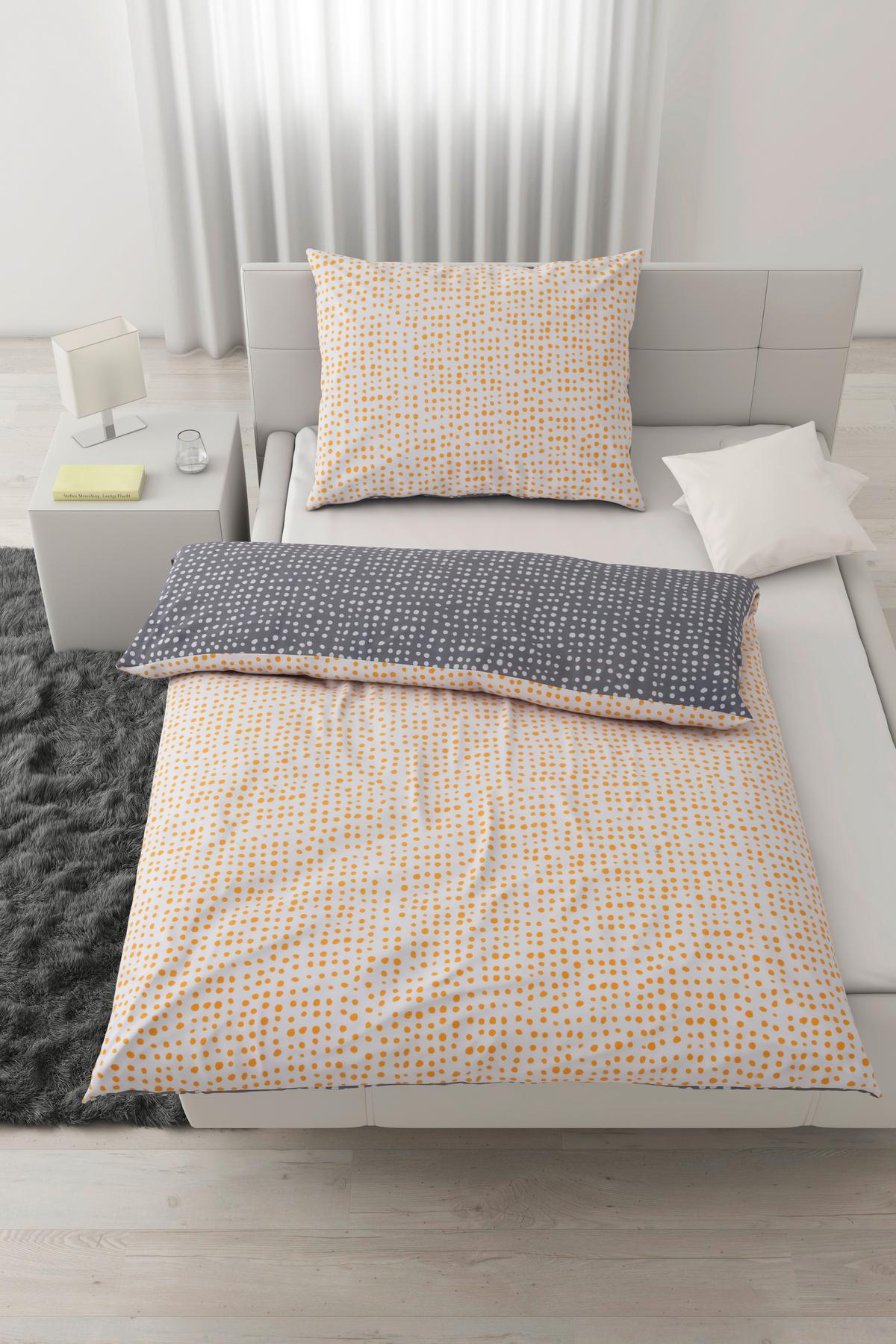 Wendebettwäsche Luise in Grau/Weiß/Gelb ca. 140x200cm - Currygelb/Weiß, MODERN, Textil (140/200cm) - Modern Living