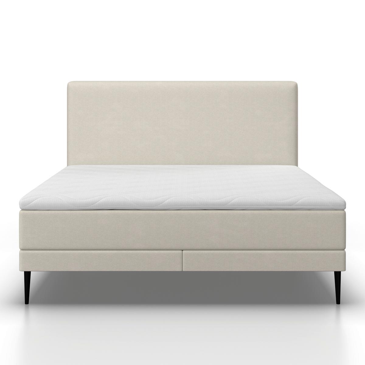 Boxbett Nevada ca. 160x200 cm Beige mit Topper - Beige/Schwarz, MODERN, Holz/Textil (160/200cm) - Bessagi Home