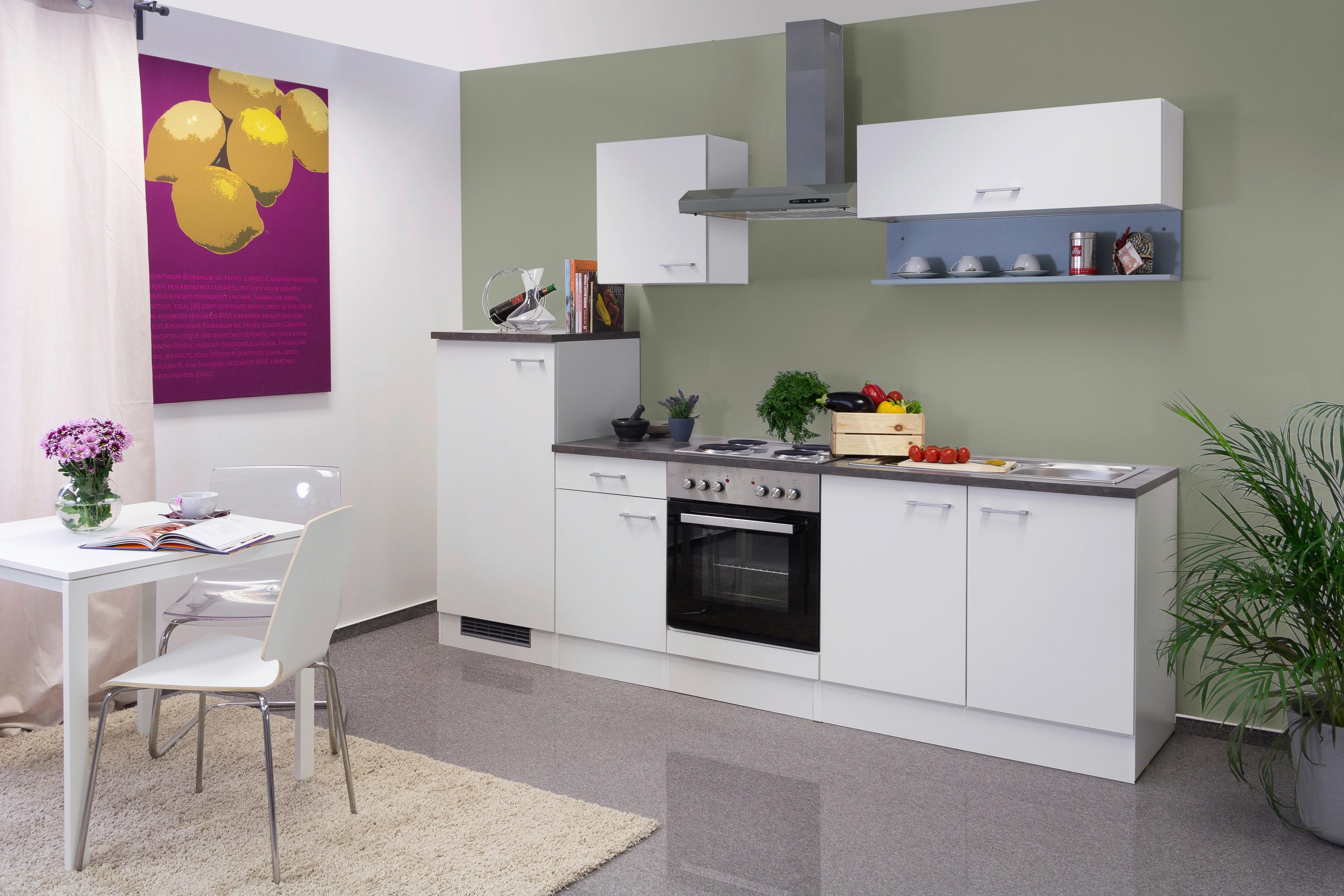 Blok Kuhinja S Aparatima Lucca 270 Cm - sivo-smeđa/bijela, Konvencionalno, drvni materijal/plastika (270cm) - MID.YOU