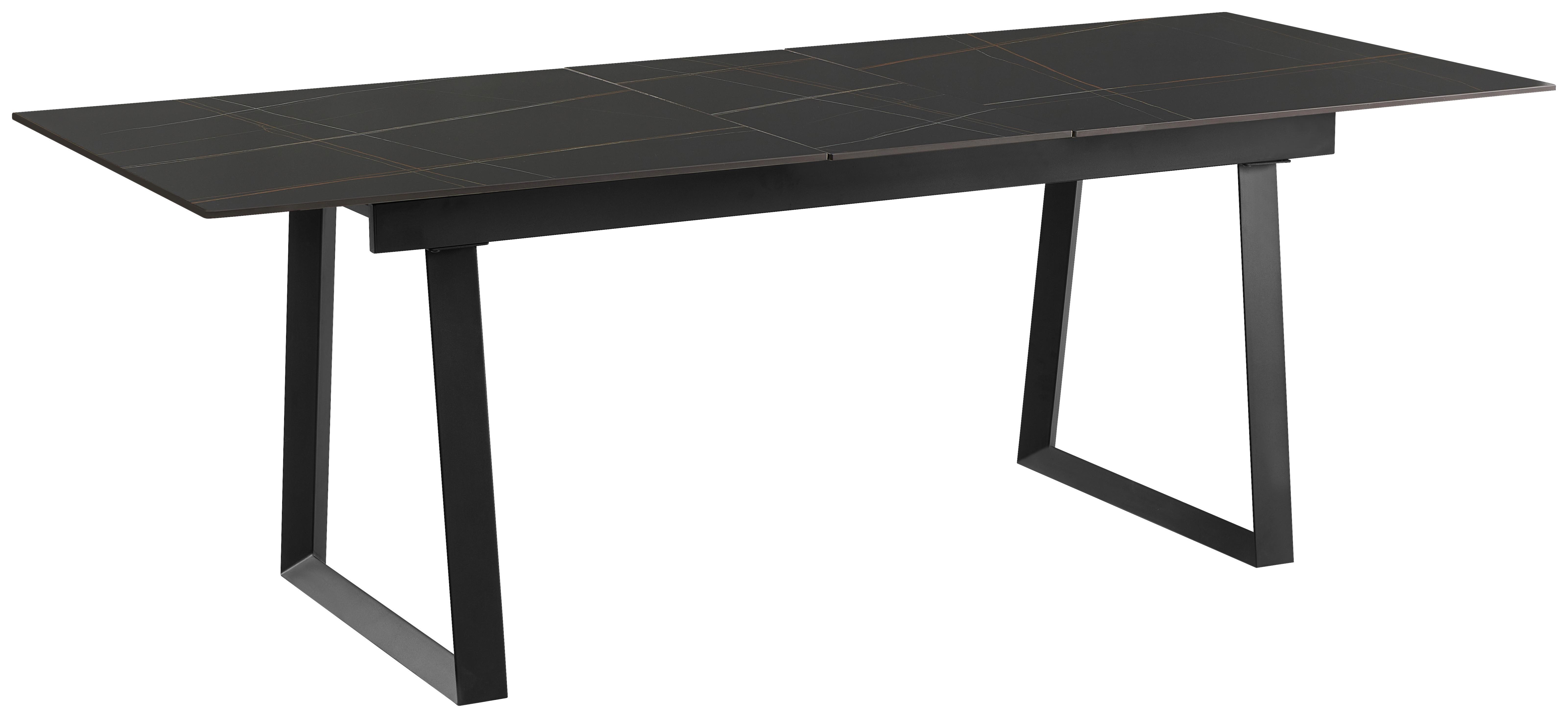 Ausziehtisch Carlos Schwarz - Schwarz, MODERN, Stein/Metall (180-220/90/75cm) - Mömax