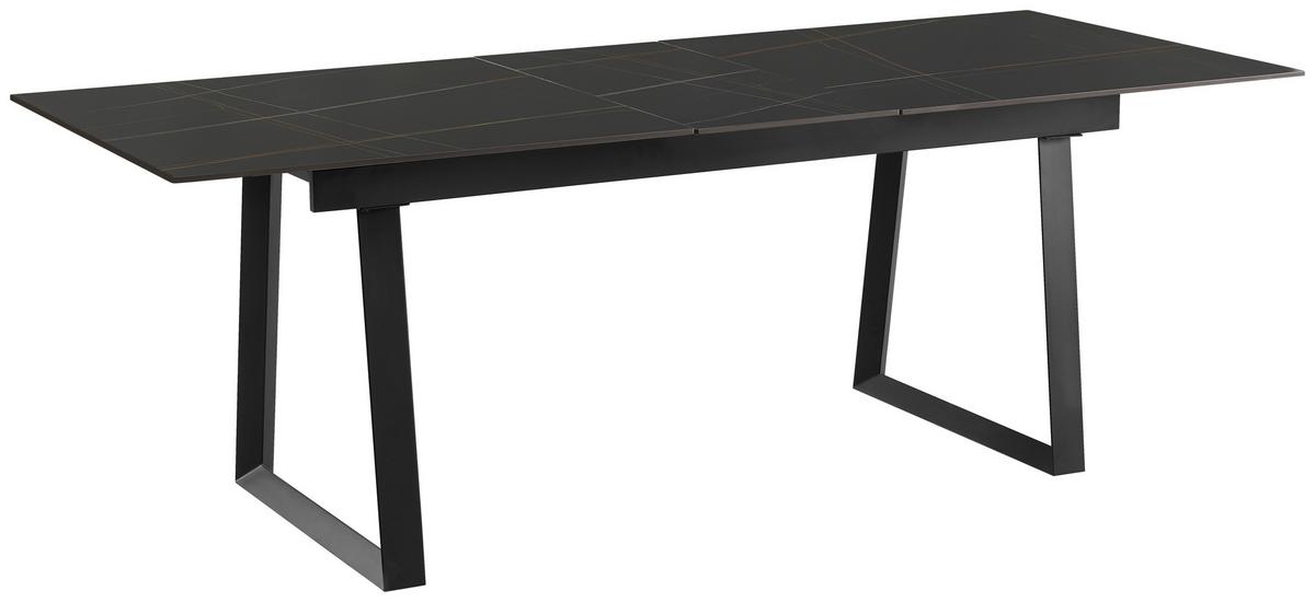 Ausziehtisch Carlos Schwarz - Schwarz, MODERN, Stein/Metall (180-220/90/75cm) - Mömax