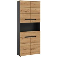 Hochschrank Canu ca. 76x193x34 cm Eiche/Grau - Dunkelgrau/Schwarz, MODERN, Holzwerkstoff/Kunststoff (76/193/34cm) - MID.YOU