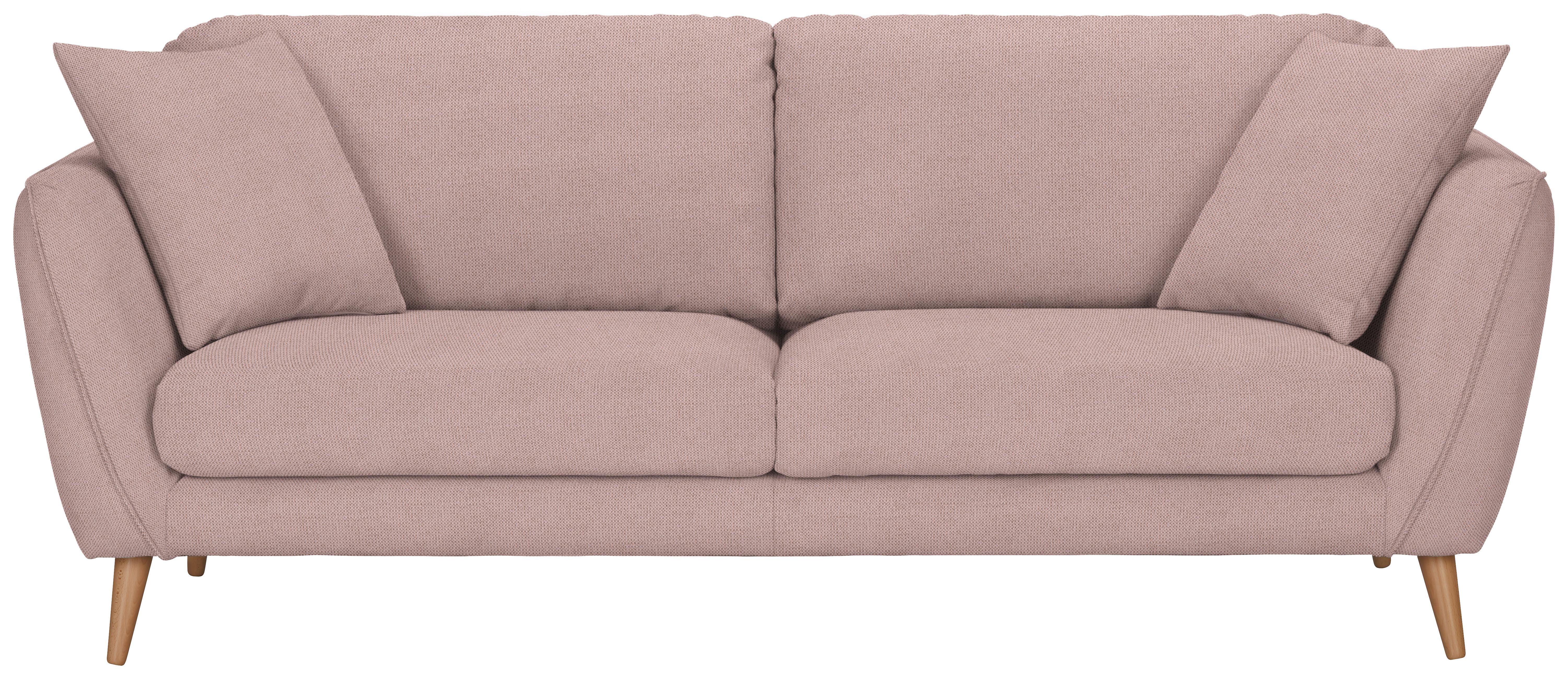 Dreisitzer-Sofa in Rosa - Rosa/Naturfarben, Konventionell, Textil (215/70/47/97cm) - Zandiara