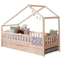Hausbett Lou m. Zusatzbett ca. 100x200 cm Holz - Naturfarben/Weiß, MODERN, Holz/Textil (100/200cm) - MID.YOU