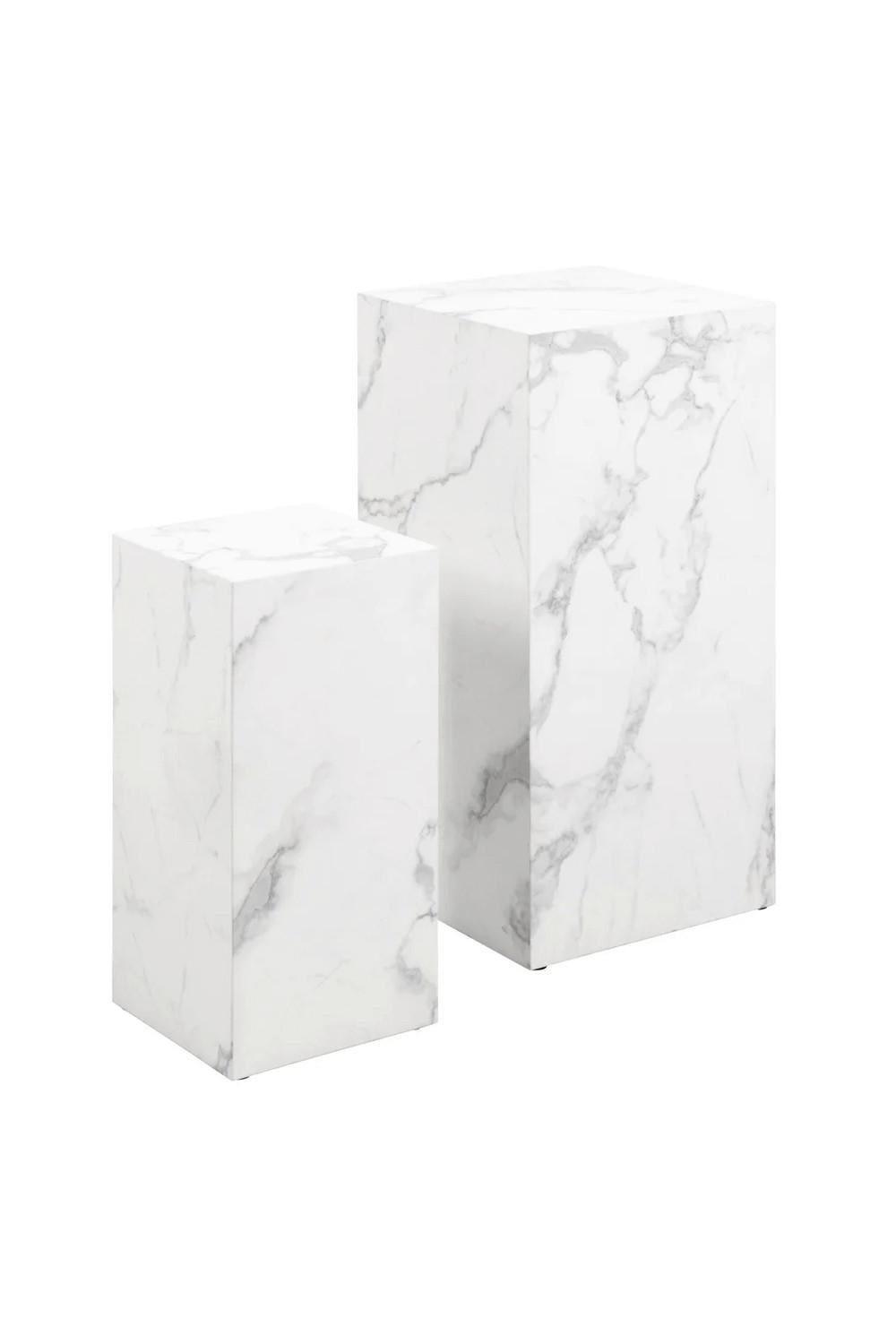 Set Mizic Marble, Bela, 2-Delni - bela, Design, leseni material (35-25/35-25/70-50cm) - Livetastic