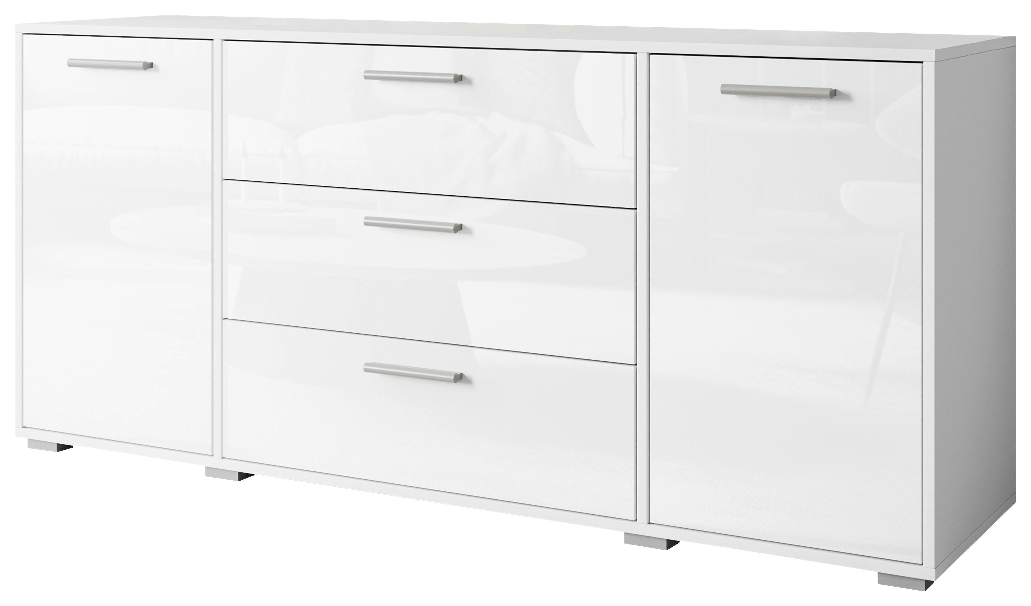 Sideboard Bogota ca. 150x68 cm Weiß hochglanz - Weiß Hochglanz/Weiß, Basics, Holzwerkstoff/Kunststoff (150/68/40cm) - MID.YOU