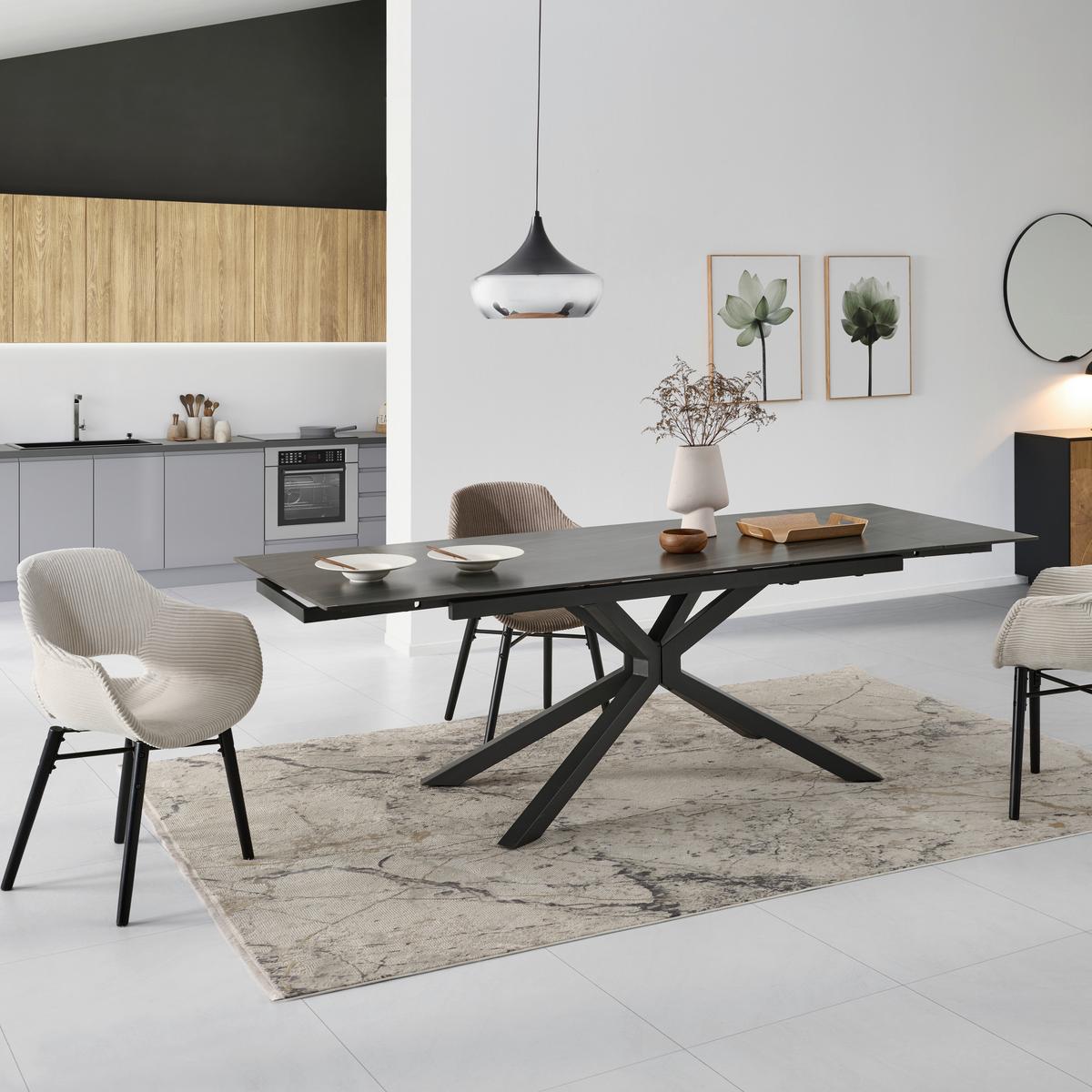 Jedilna Miza Lorenzo, Keramika, 160-240x90 - temno siva/siva, Konvencionalno, kovina/keramika (160-240/75/90cm) - MID.YOU