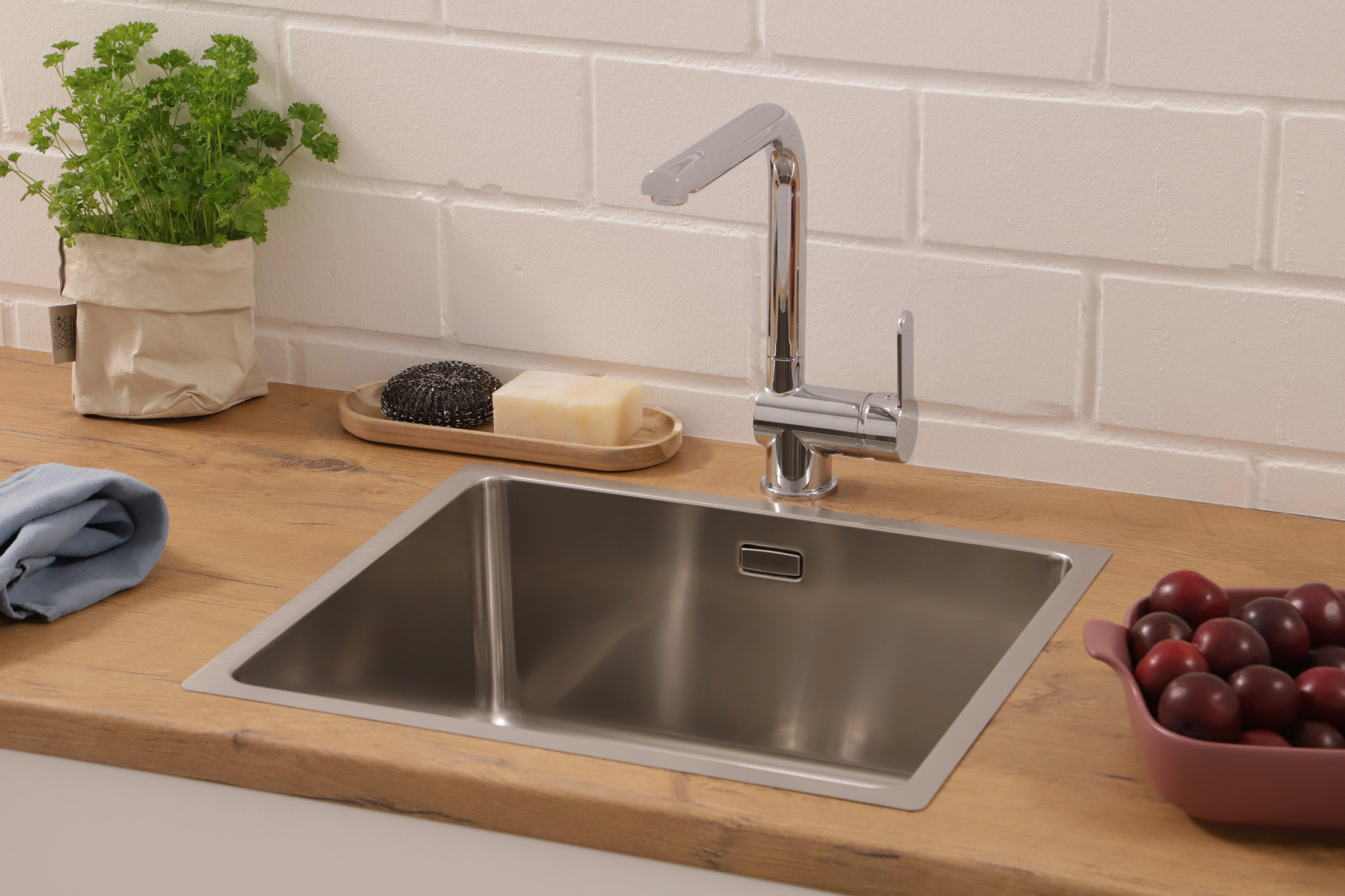 Einzelbecken Detroit ca. 49x23x44 cm Edelstahl - Edelstahlfarben, Trend, Metall (49/22,5/44cm) - Respekta