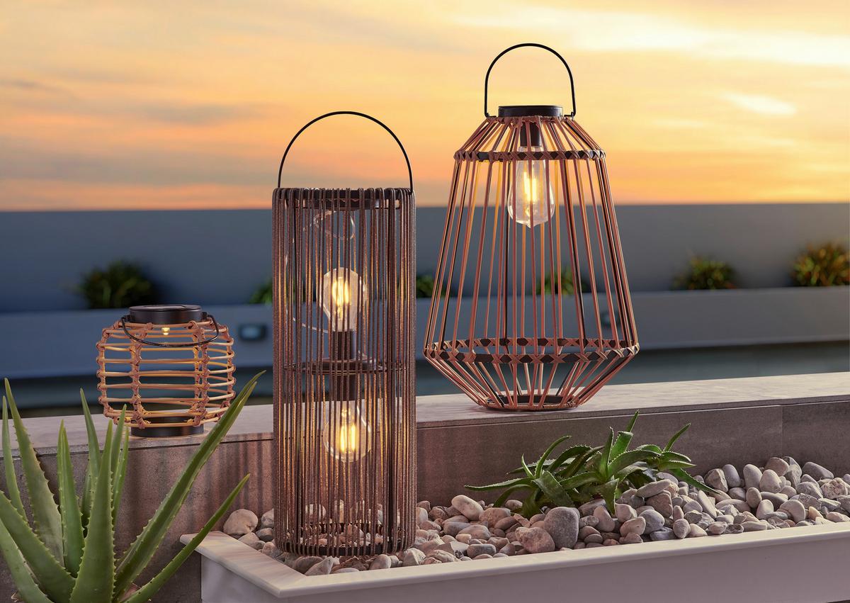 Solarleuchte Zale max. 0,06 Watt - Schwarz/Naturfarben, Modern, Kunststoff/Metall (15,5/15-21,5cm) - Modern Living