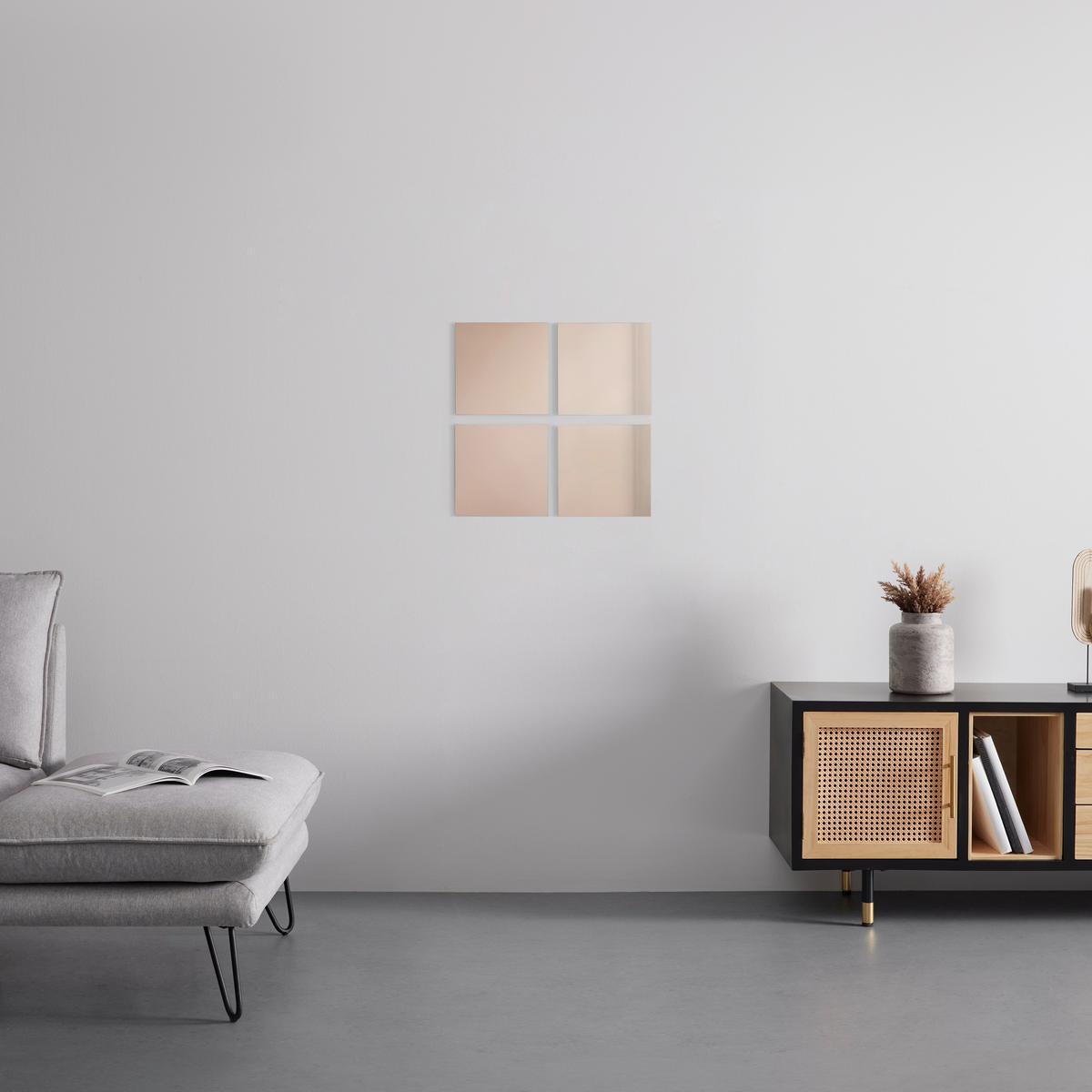 Spiegelfliesenset Tail Bronze 4er Set - Bronzefarben, Basics, Glas (30/30cm) - Mömax