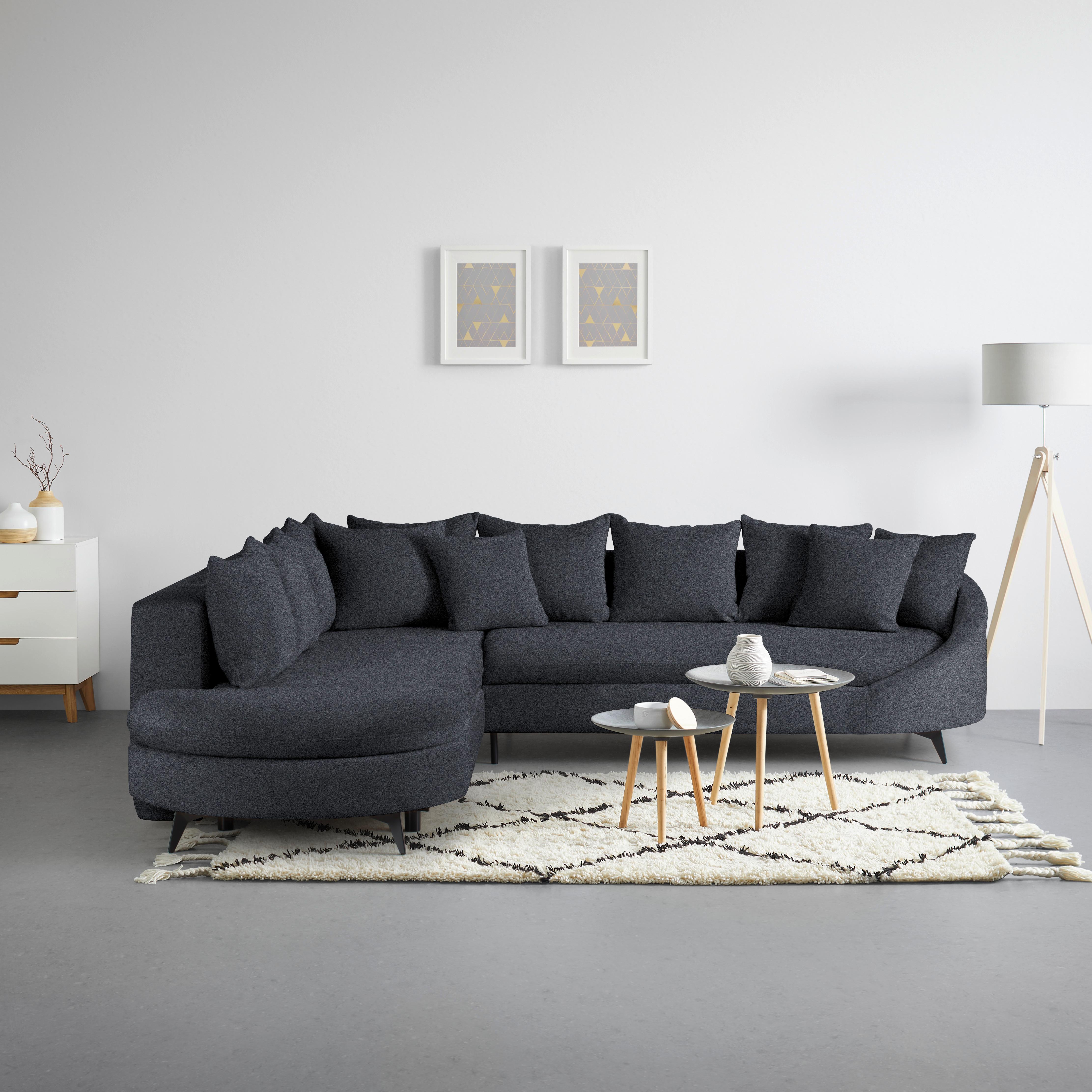 Ecksofa Axel Dunkelgrau - Dunkelgrau/Schwarz, MODERN, Textil/Metall (250/87/291cm) - Mömax