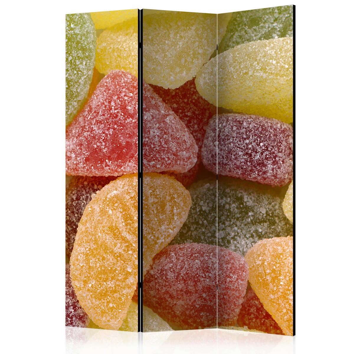 Paravan Tasty Fruit Jellies, 3-Delni, Dvostranski - rumena/rdeča, Basics, tekstil/les (135/172/3cm) - artgeist